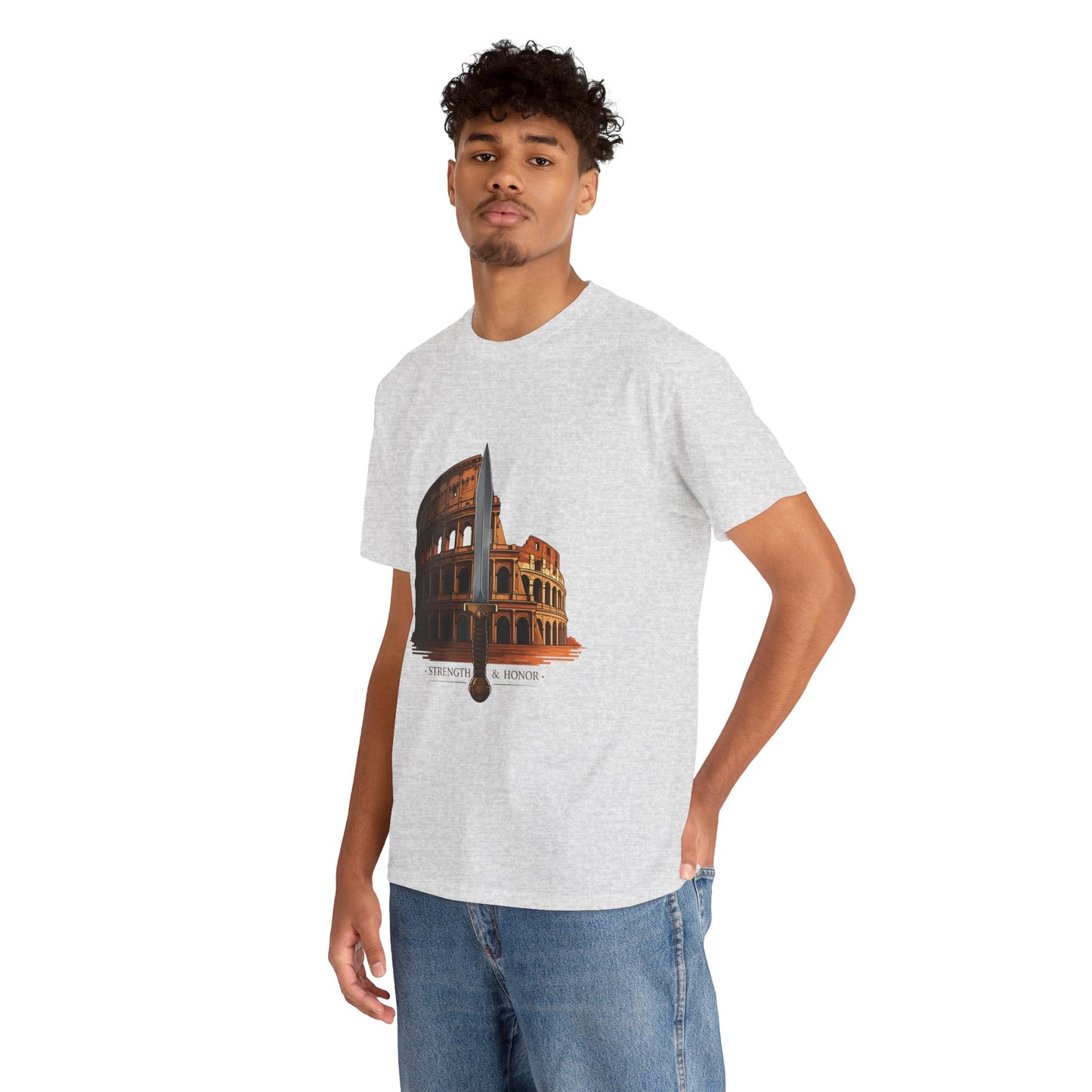 Strength & Honor Gladiator Shirt – Roman Colosseum Sword Graphic Tee – Ancient Rome History T-Shirt for Gladiator & Travel Fans