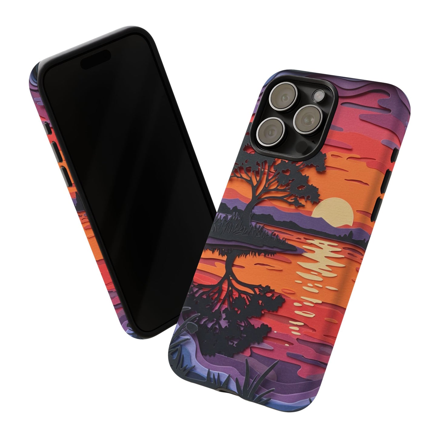 iPhone Case - Colorful Paper Art Sunset Design
