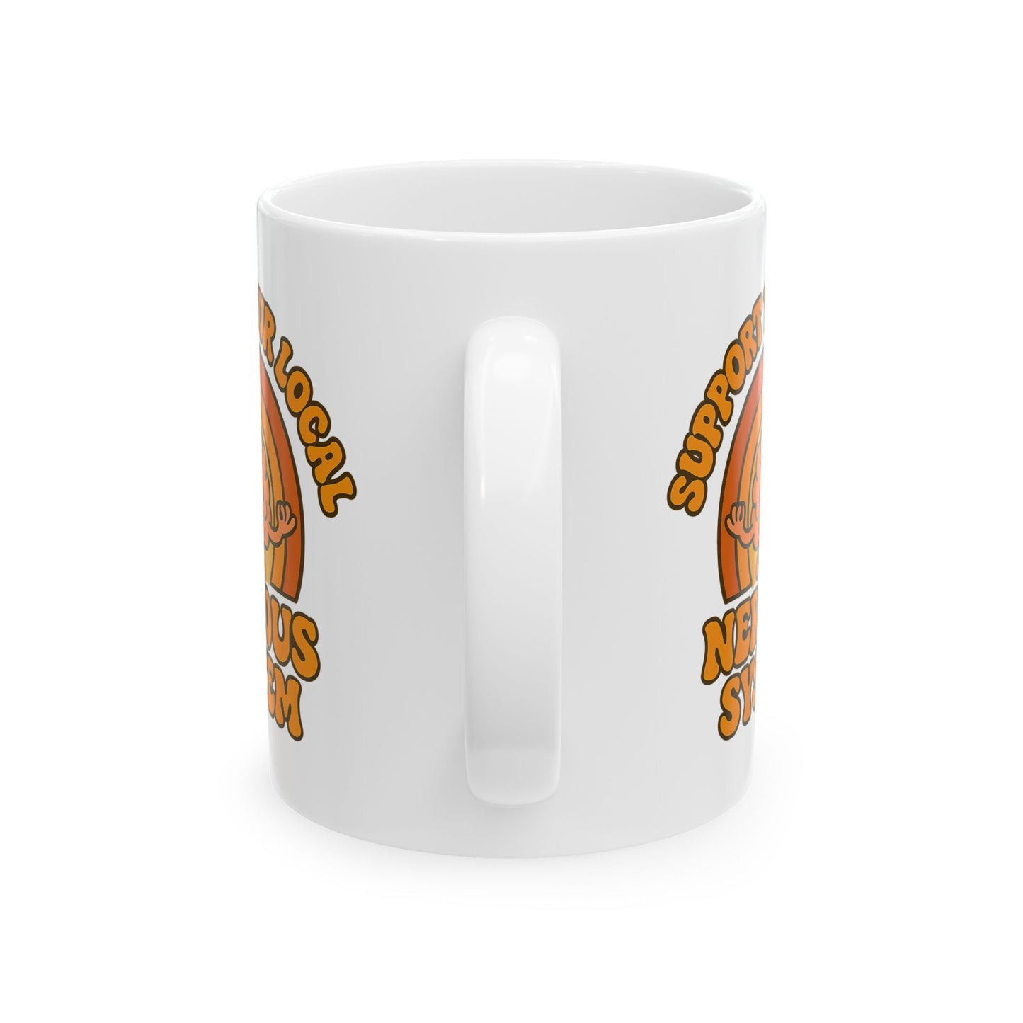 Support Your Local Nervous System Mug | Funny Brain Coffee Cup, Mental Health Gift, Retro Neurodiversity Humor Tea Mug for Self Care