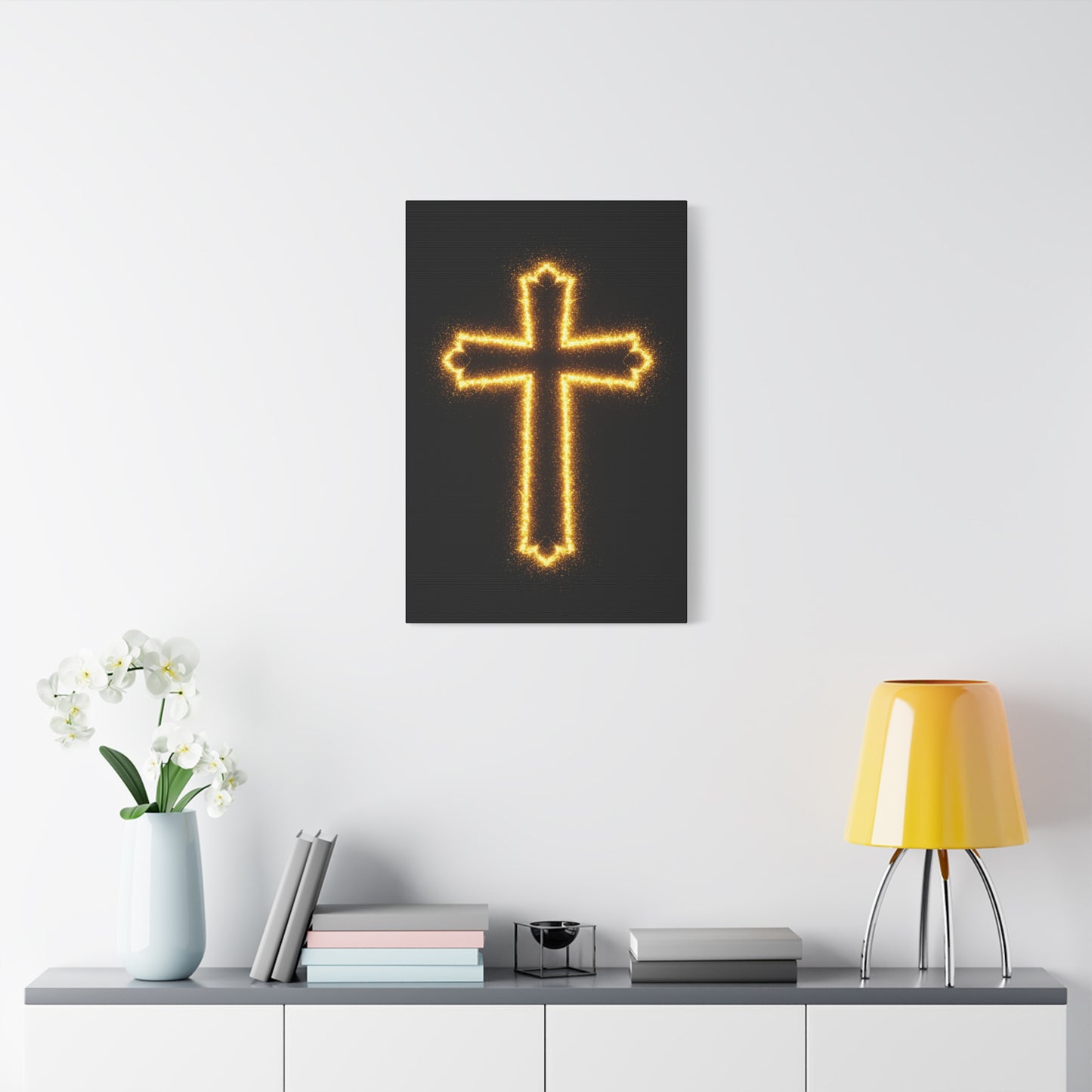 Glowing Cross Matte Canvas Wall Art
