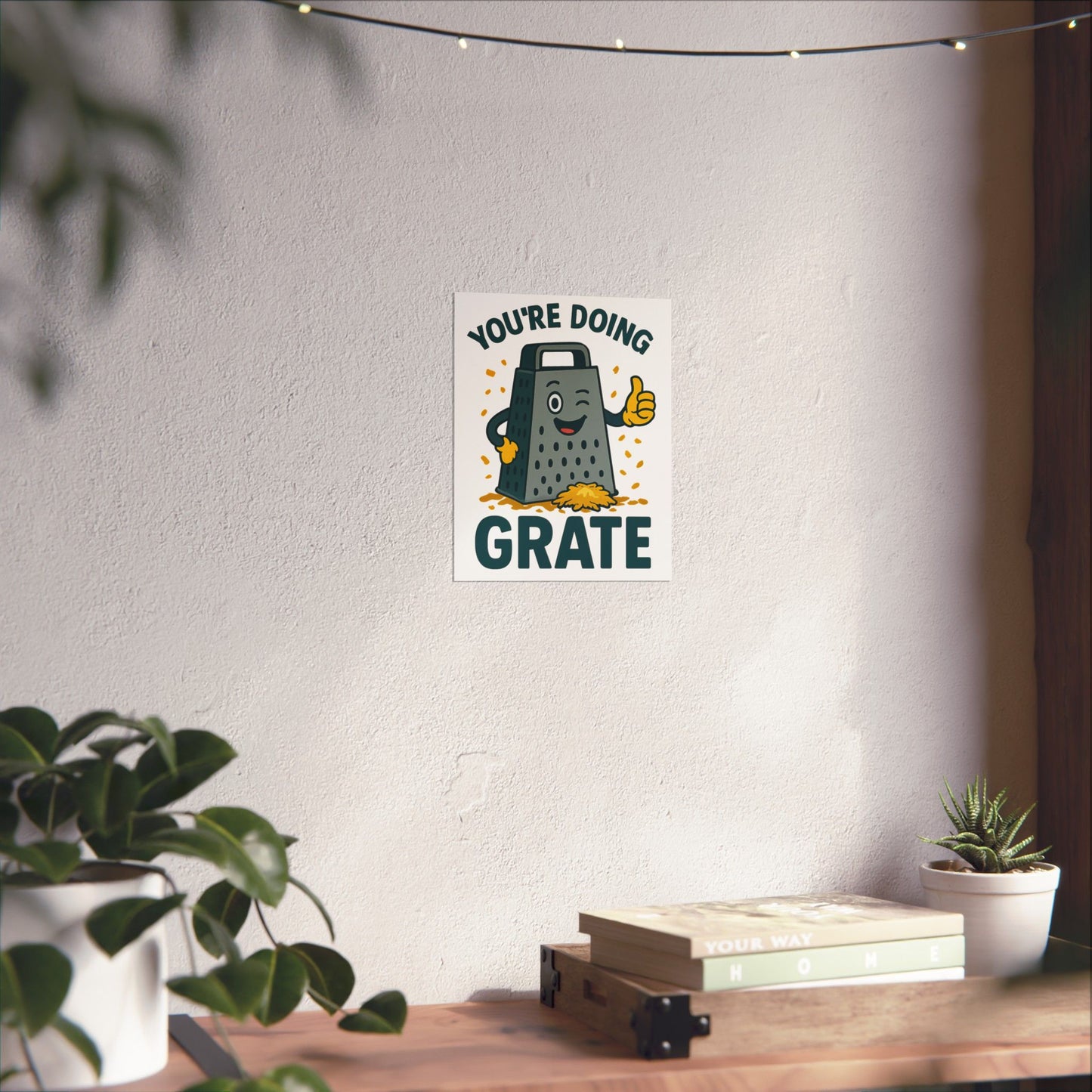 Poster - 'You're Doing Grate' Funny Decor Gift for Chef Kitchen Decoration Inspirational Saying for Cheese Lovers