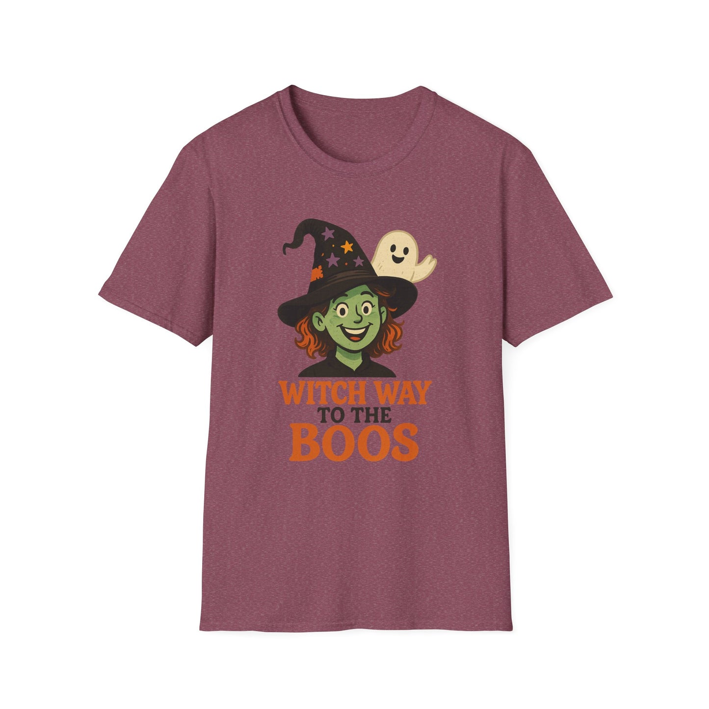 Witch Way to the Boos Halloween Shirt | Cute Witch and Ghost T-Shirt | Spooky Season Graphic Tee | Funny Halloween Costume Top
