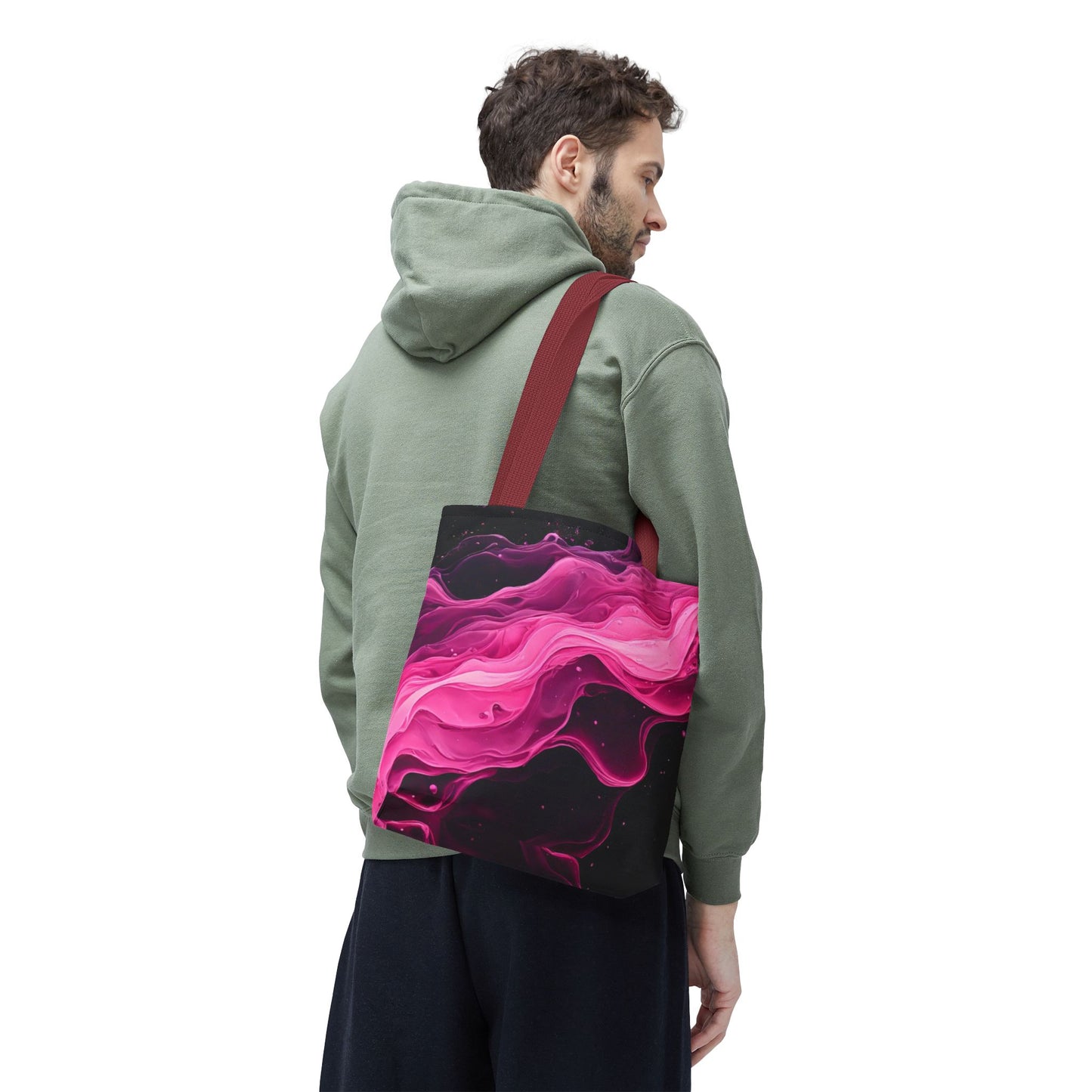 Pink Abstract Tote Bag | Bold Magenta Swirl Art Print Tote | Abstract Expressionism Carryall | Statement Shopper | Canvas Tote Bag