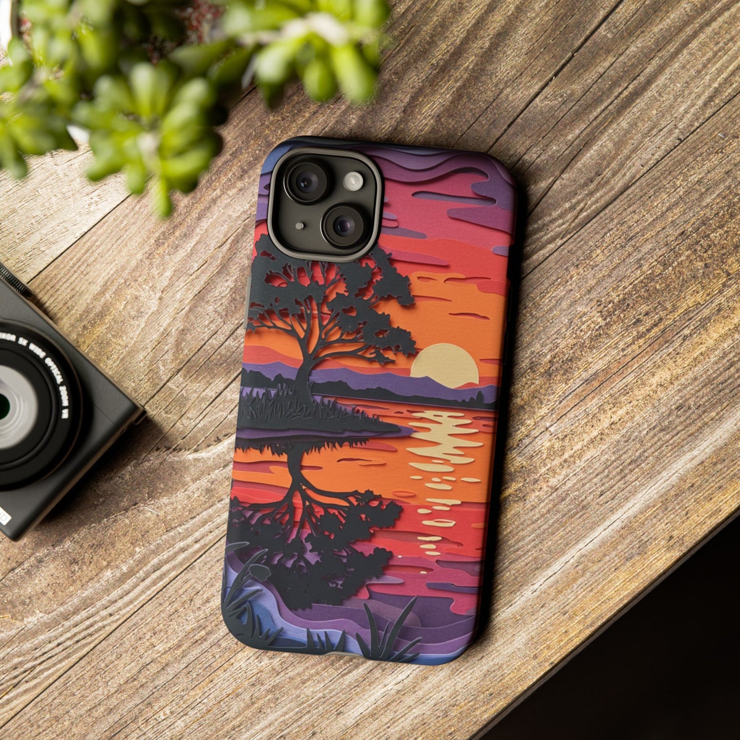iPhone Case - Colorful Paper Art Sunset Design