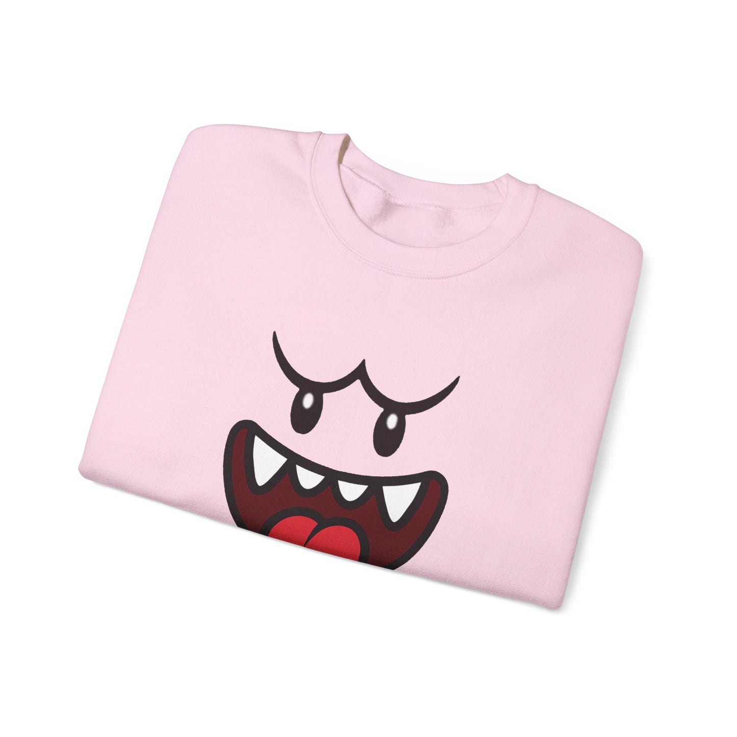 Spooky Grin Sweatshirt, Cartoon Ghost Face Crewneck, Halloween Grinning Ghost Sweatshirt, Cute Monster Smile Pullover, Spooky Season Graphic Sweat
