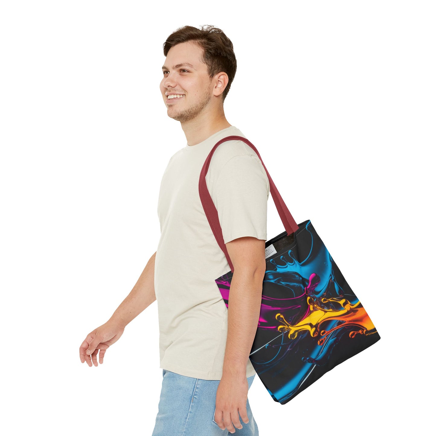 Abstract Neon Splash Tote Bag, Vibrant Colorful Art Bag, Reusable Shopping Bag, Modern Everyday Carryall, Bright Aesthetic Gift For Her