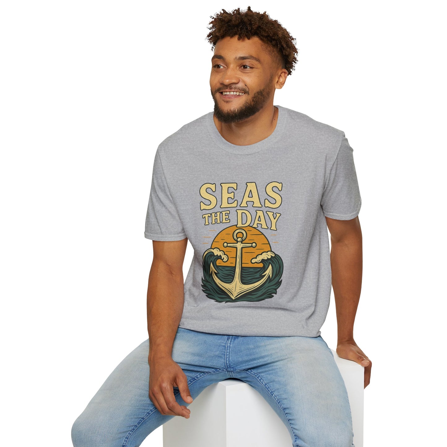 Seas the Day Shirt – Nautical Anchor Ocean Tee | Coastal Beach Graphic T-Shirt | Funny Seaside Pun Gift | Unisex Summer Travel Top