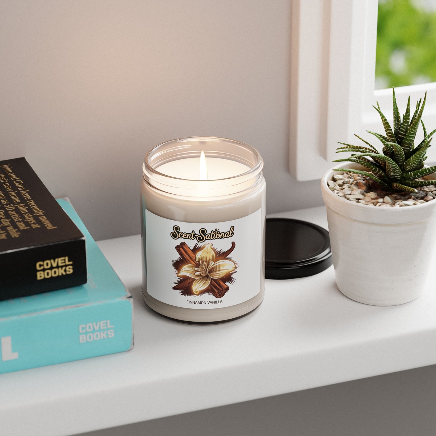 Cinnamon Vanilla Scented Candle, Cozy Aromatherapy Soy Candle, Reusable Glass Jar, Warm Home Fragrance Gift For Holidays And Housewarming