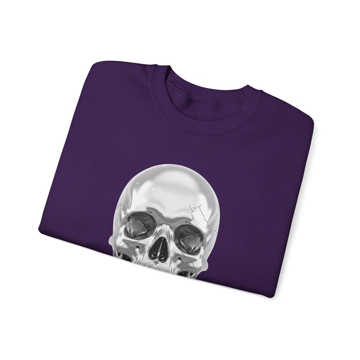 Silver Skull Sweatshirt, Gothic Skull Crewneck, Retro Skull Sweatshirt, Vintage Skull Graphic, Halloween Rock Pullover