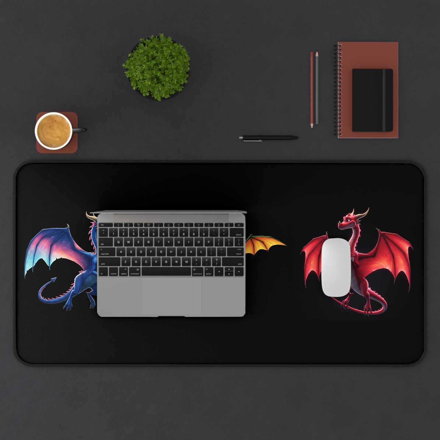 Fantasy Dragon Desk Mat - XL Gaming Mouse Pad with Cute Colorful Dragons - Gamer Gift, Office Decor, Anime Desk Mat
