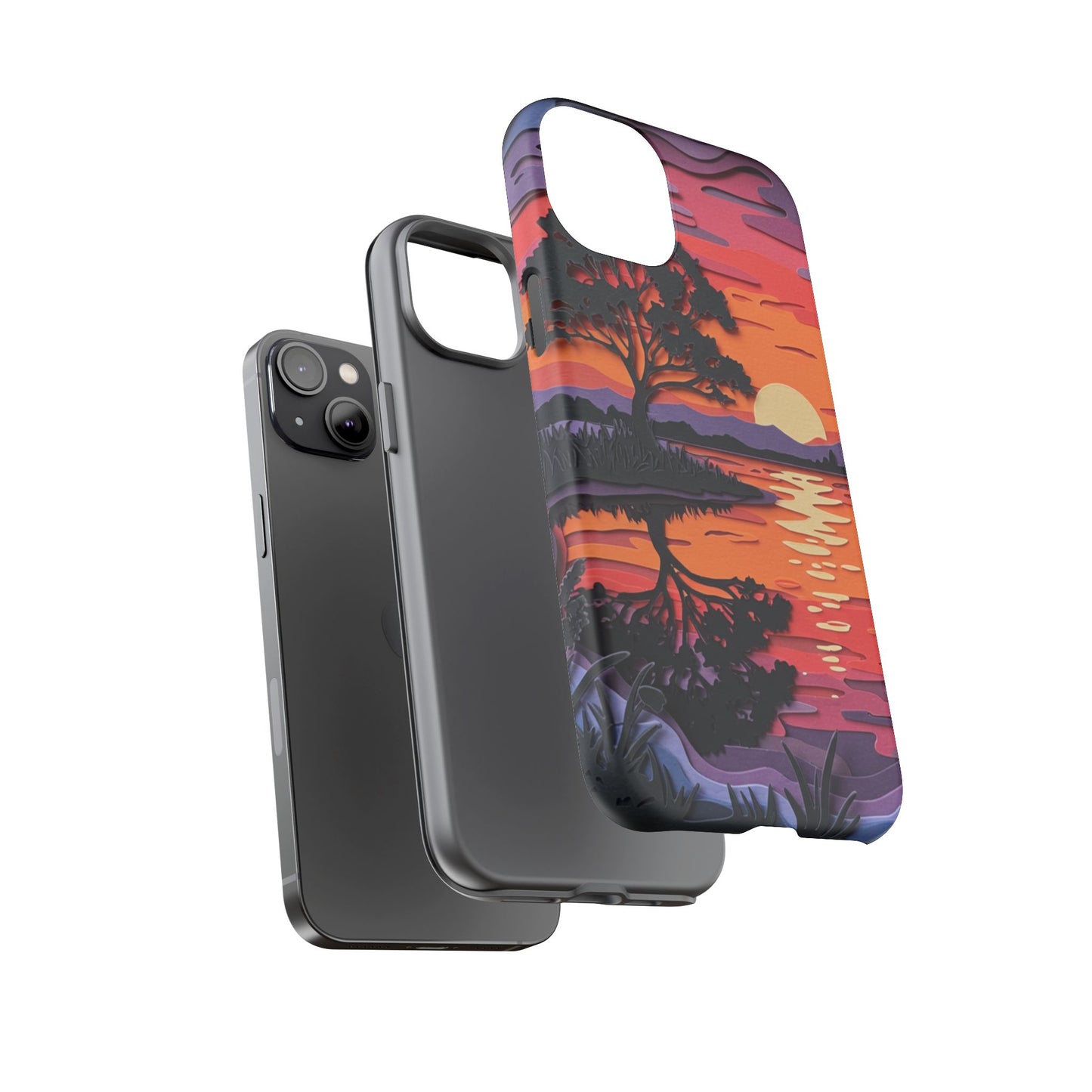iPhone Case - Colorful Paper Art Sunset Design