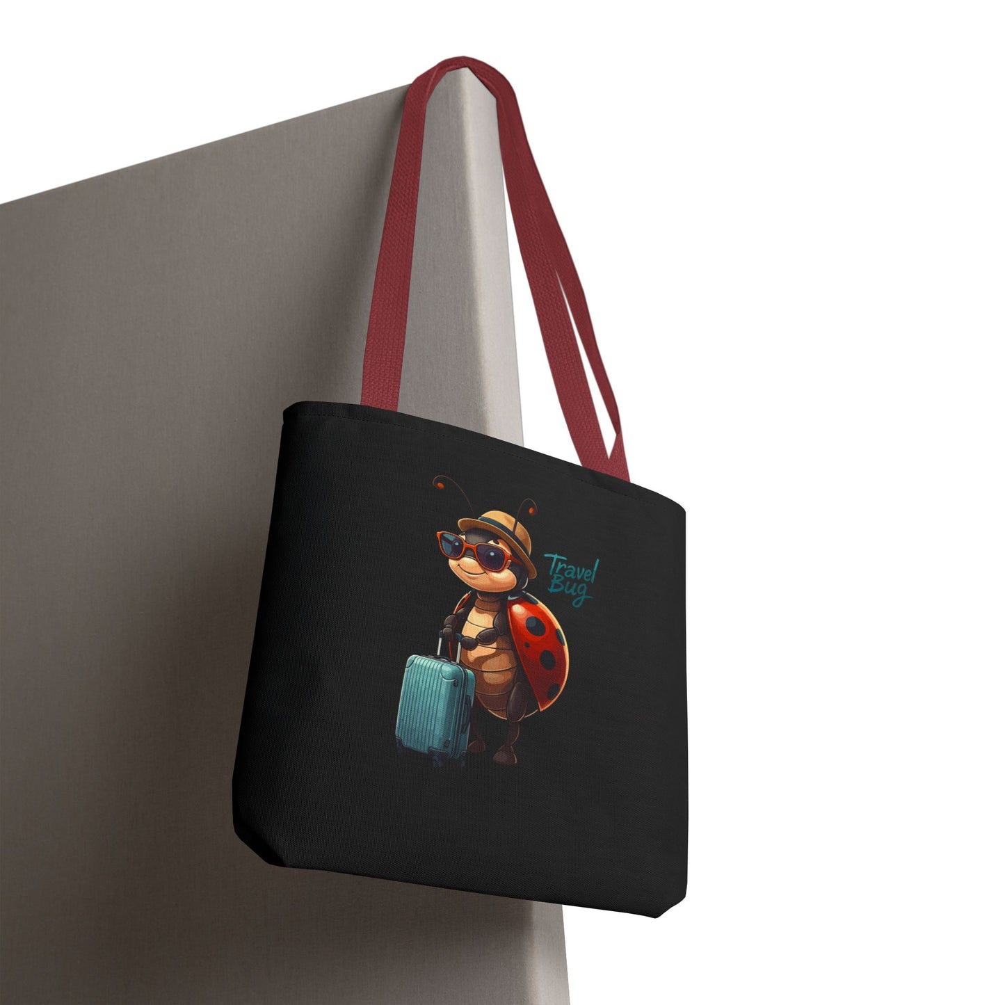 Travel Bug Tote Bag | Cute Ladybug with Suitcase Art Tote – Whimsical Travel Accessory, Aesthetic Canvas Bag | Gift for Travelers