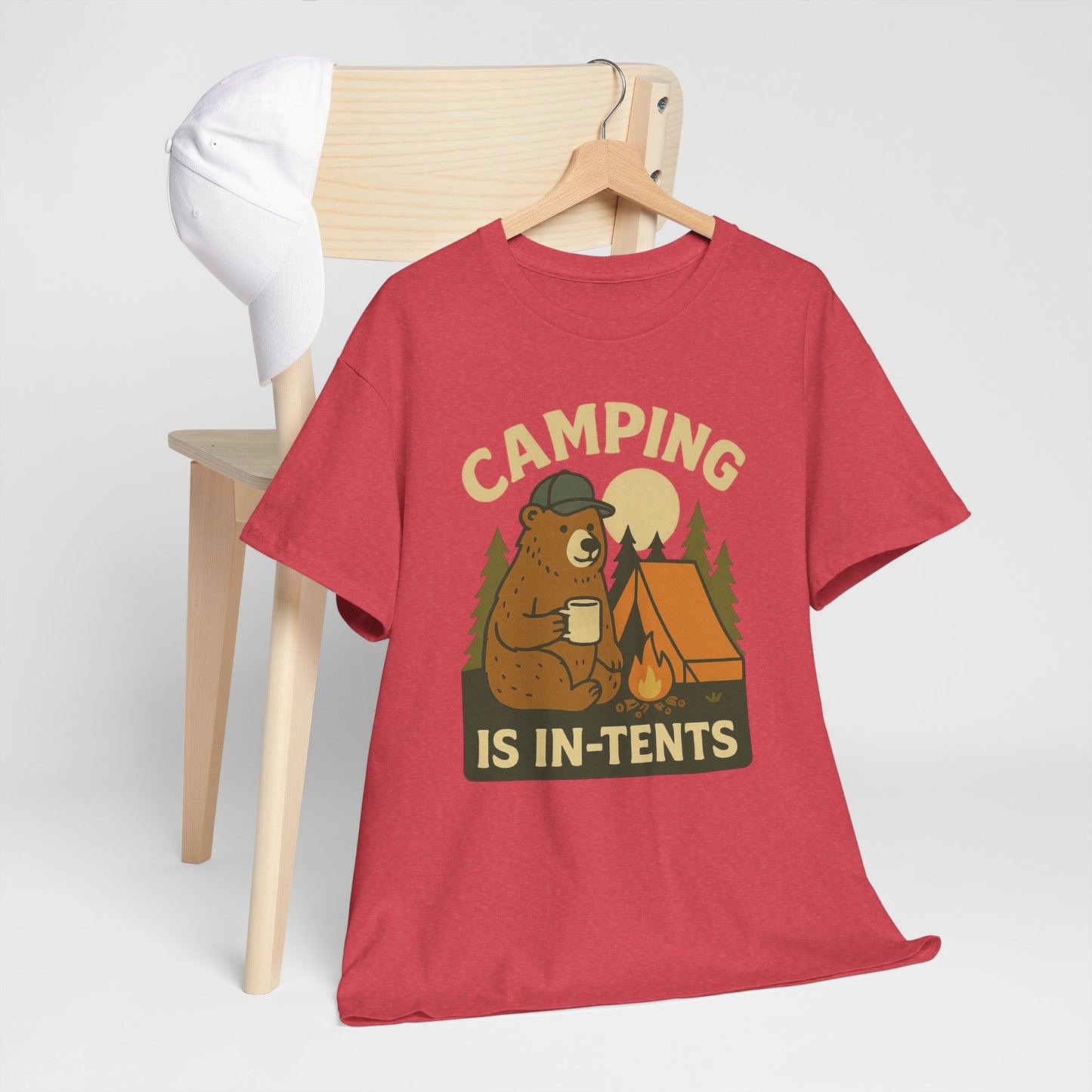 Camping Is In-Tents Funny Bear Camping Tee - Cute Outdoorsy Pun Shirt - Retro Campfire Graphic, Nature Lover Gift, Unisex Adventure Apparel