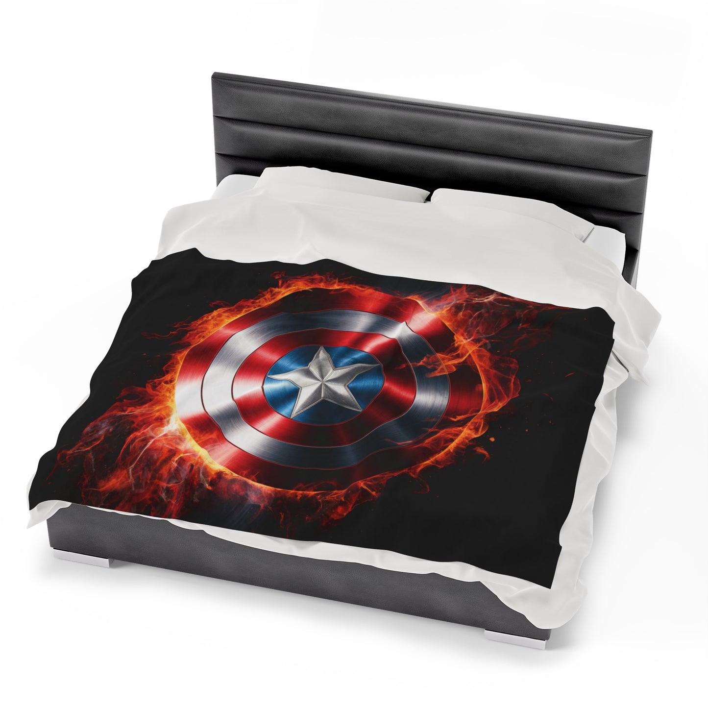 Plush Blanket Shield Flames Design