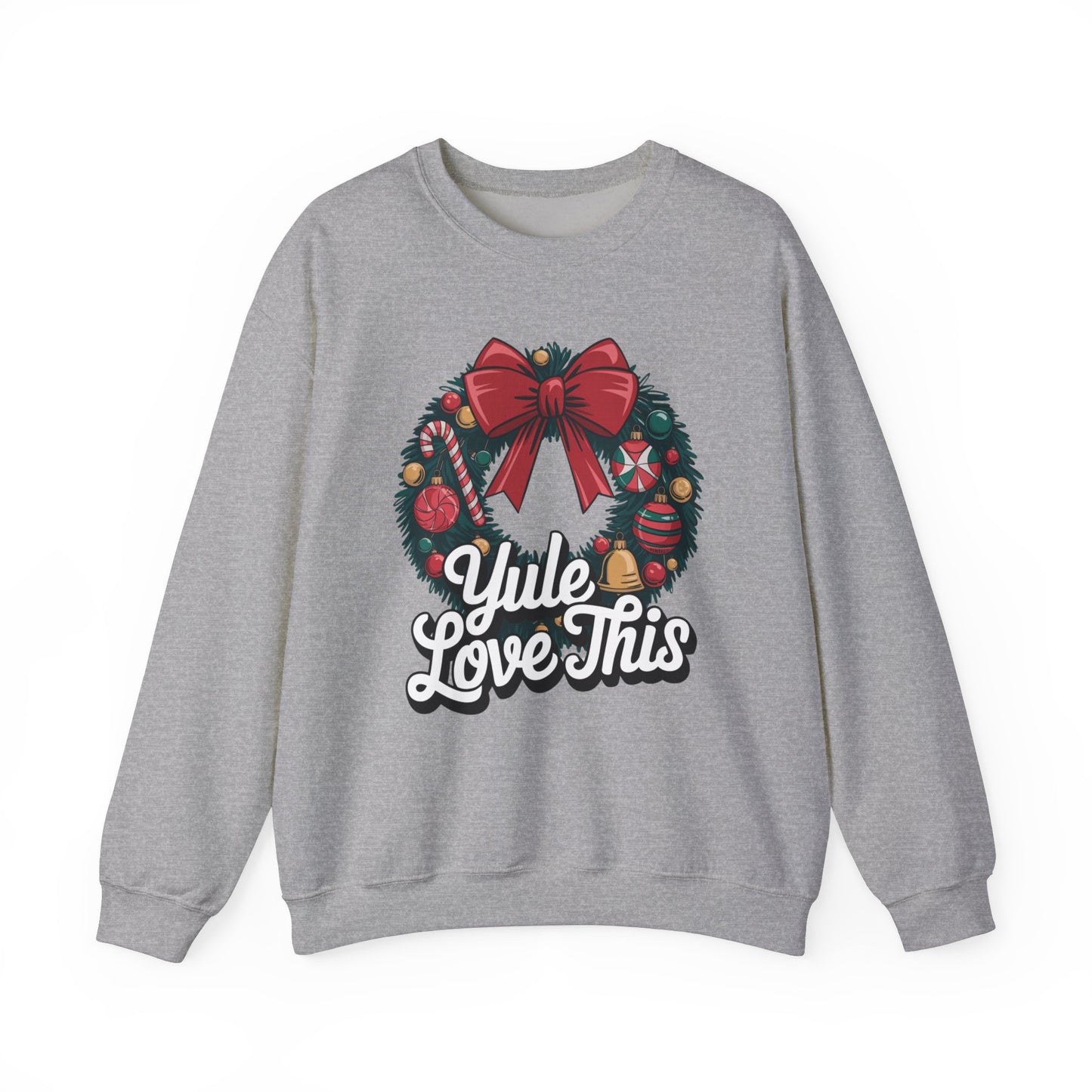 Christmas Wreath Unisex Sweatshirt, Yule Love This Holiday Jumper, Fun Crewneck Pullover, Festive Winter Apparel, Xmas Gift for Him and Her