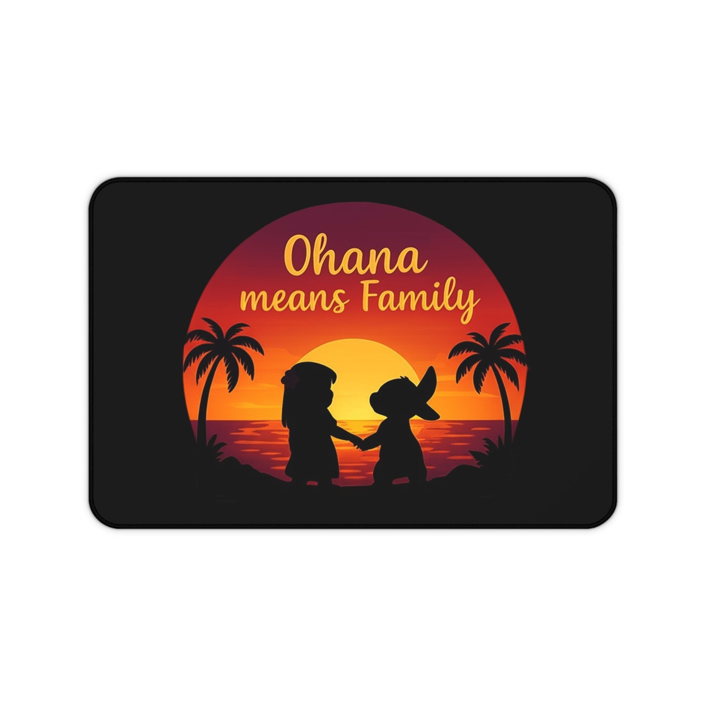 Ohana Means Family Desk Mat – Tropical Mouse Pad, Extended Gaming Mat, Aesthetic Office Decor, Cute Anime Desk Setup Gift