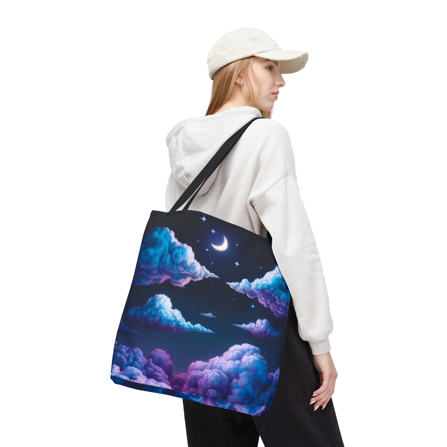 Dreamy Moon & Clouds Tote Bag • Celestial Night Sky Tote • Boho Moon Cloud Tote • Eco-Friendly Cosmic Art Tote • Gift for Stargazers