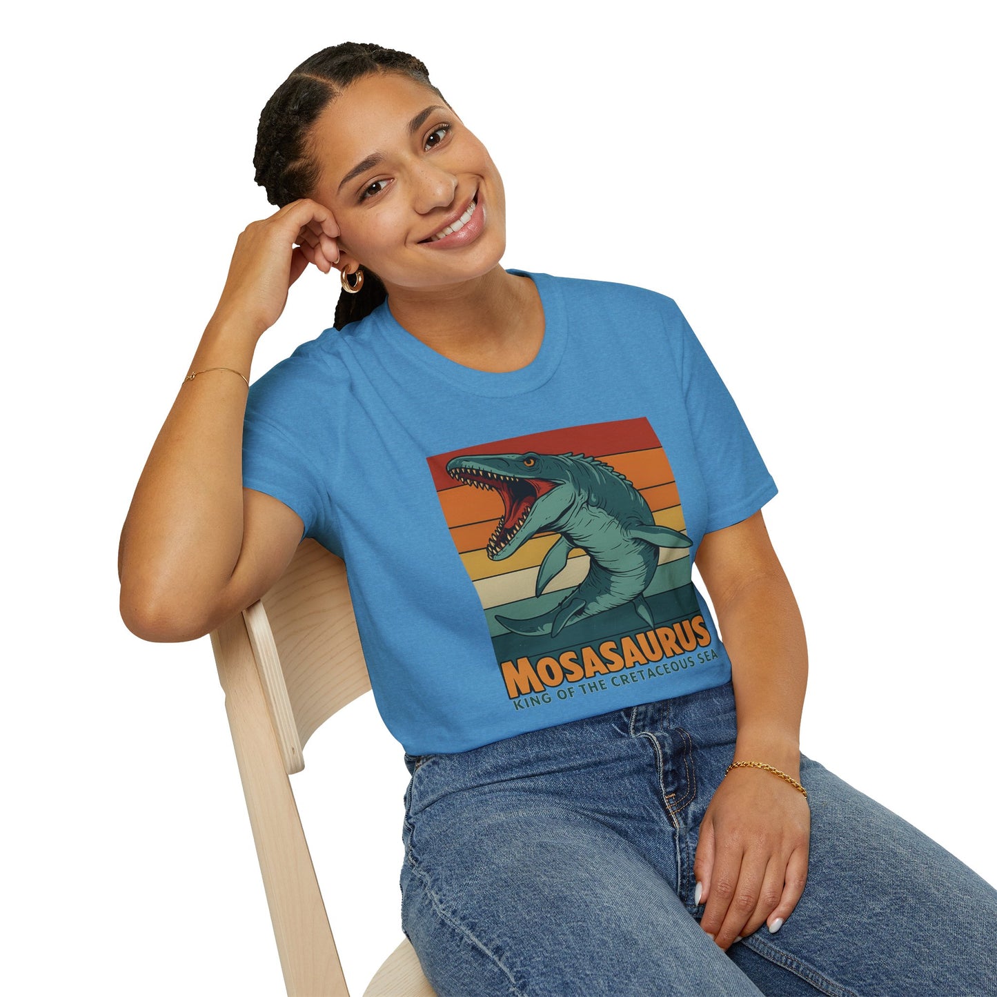 Retro Mosasaurus T-Shirt - Cretaceous Sea Monster Graphic Tee, Dinosaur Lover Gift, Paleontology Birthday, Soft Unisex Jurassic Cotton