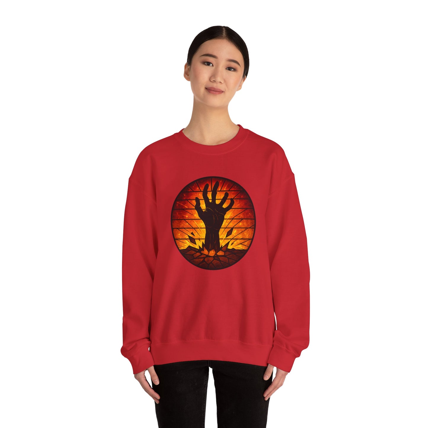 Zombie Hand Sweatshirt, Creepy Rising Hand Crewneck, Halloween Graveyard Sweatshirt, Spooky Hand Emerging, Gothic Horror Sweater