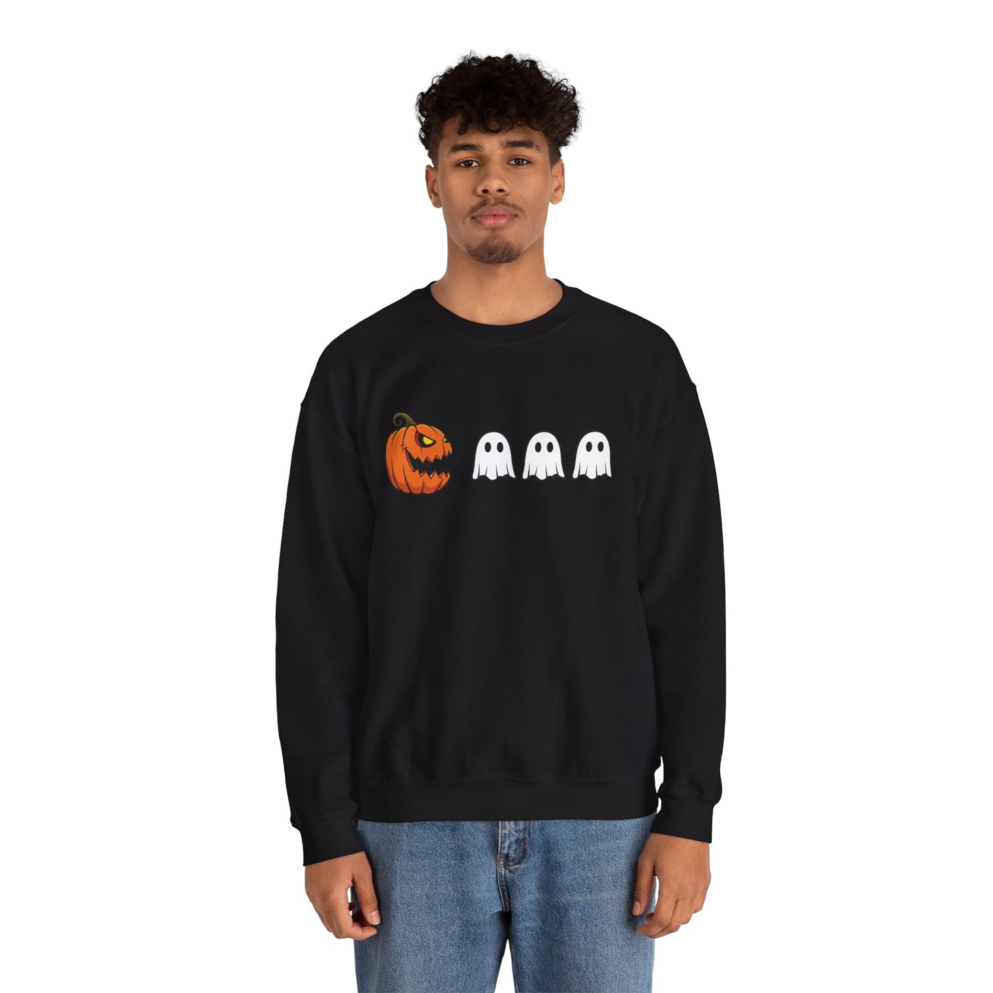 Pumpkin Ghost Sweatshirt, Funny Halloween Crewneck, Spooky Ghost Sweater, Cute Pumpkin Sweatshirt, Fall Outfit, Scary Face Sweatshirt