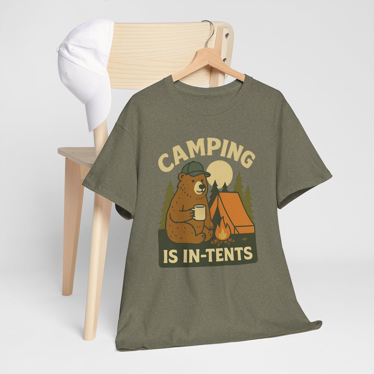 Camping Is In-Tents Funny Bear Camping Tee - Cute Outdoorsy Pun Shirt - Retro Campfire Graphic, Nature Lover Gift, Unisex Adventure Apparel
