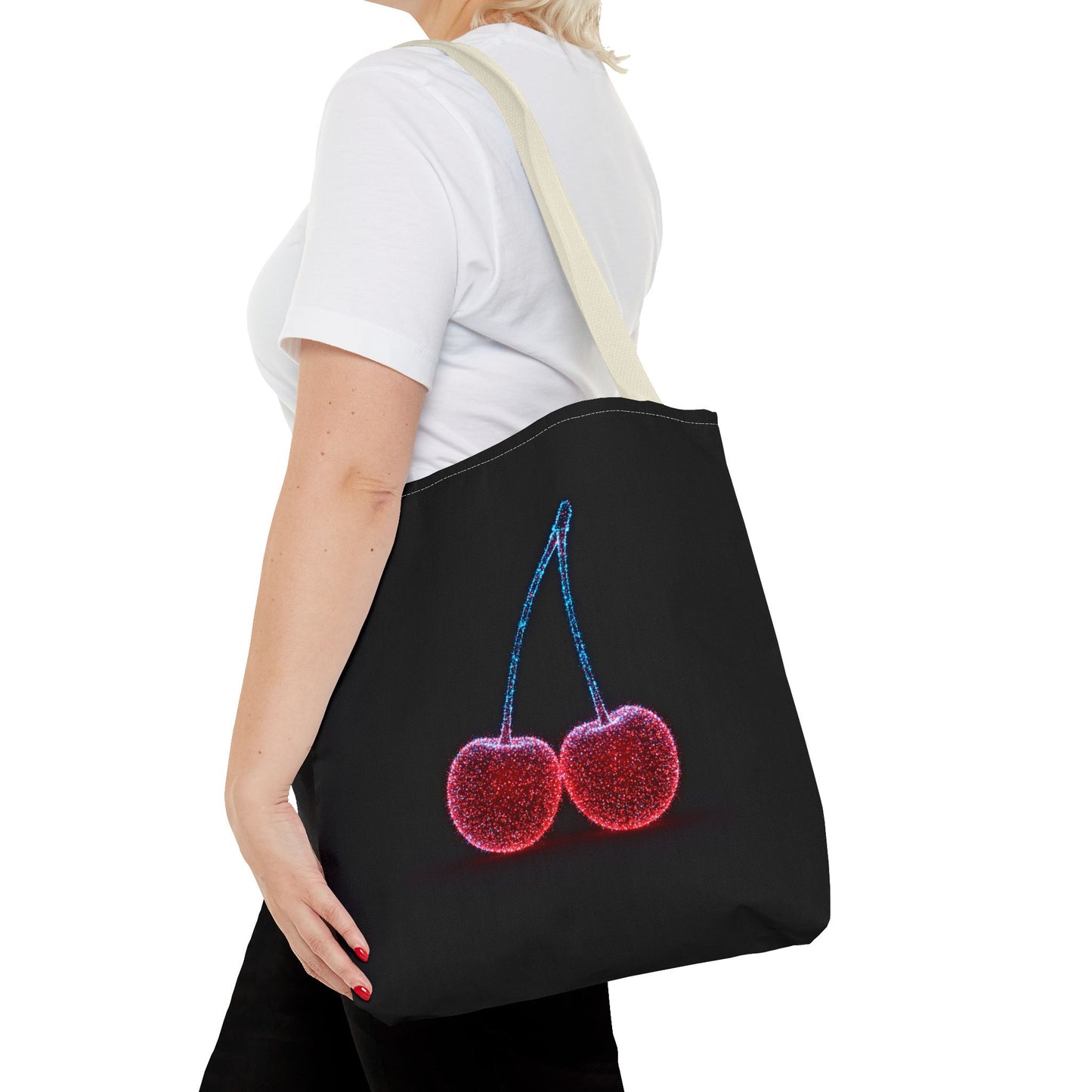Sparkling Cherry Tote Bag Reusable Bag Shopping Bag Cherry Bag Reusable Tote