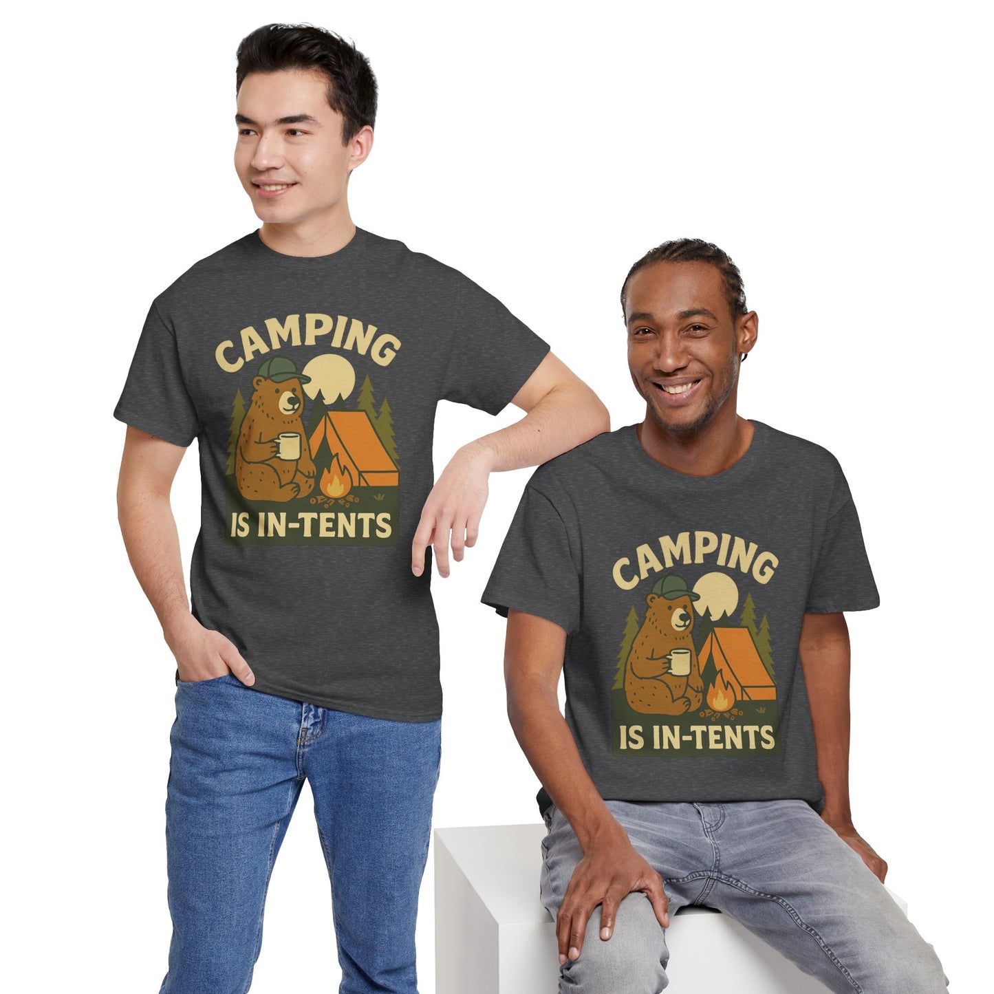 Camping Is In-Tents Funny Bear Camping Tee - Cute Outdoorsy Pun Shirt - Retro Campfire Graphic, Nature Lover Gift, Unisex Adventure Apparel