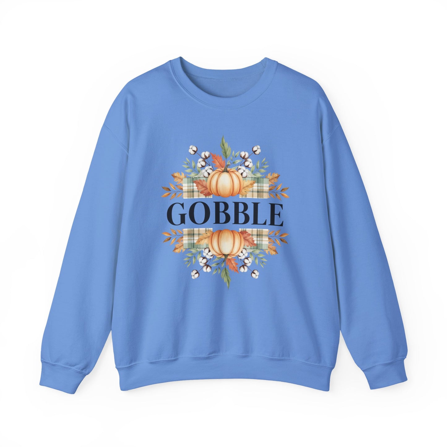 Gobble Turkey Sweatshirt, Thanksgiving Gobble Crewneck, Autumn Pumpkin Leaves Pullover, Fall Graphic Sweatshirt, Cozy Turkey Shirt