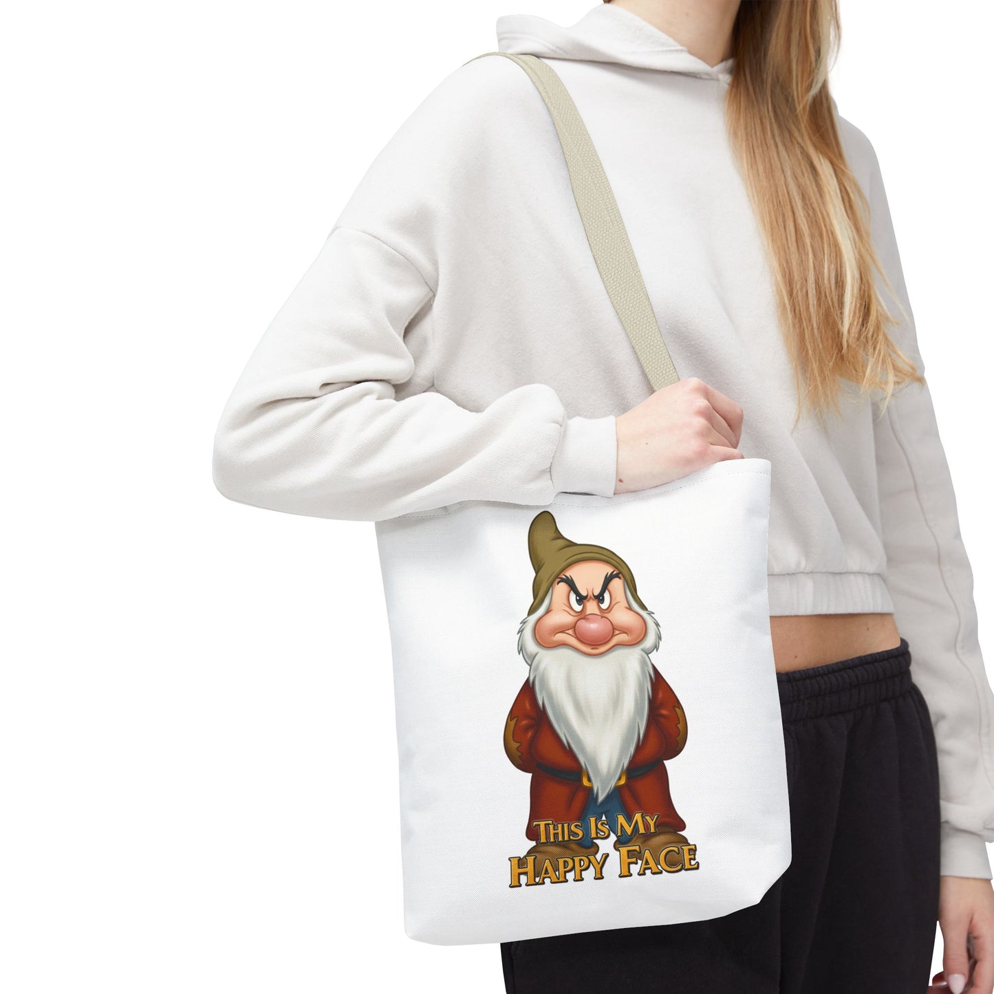 Grumpy Dwarf Tote Bag - "This Is My Happy Face"