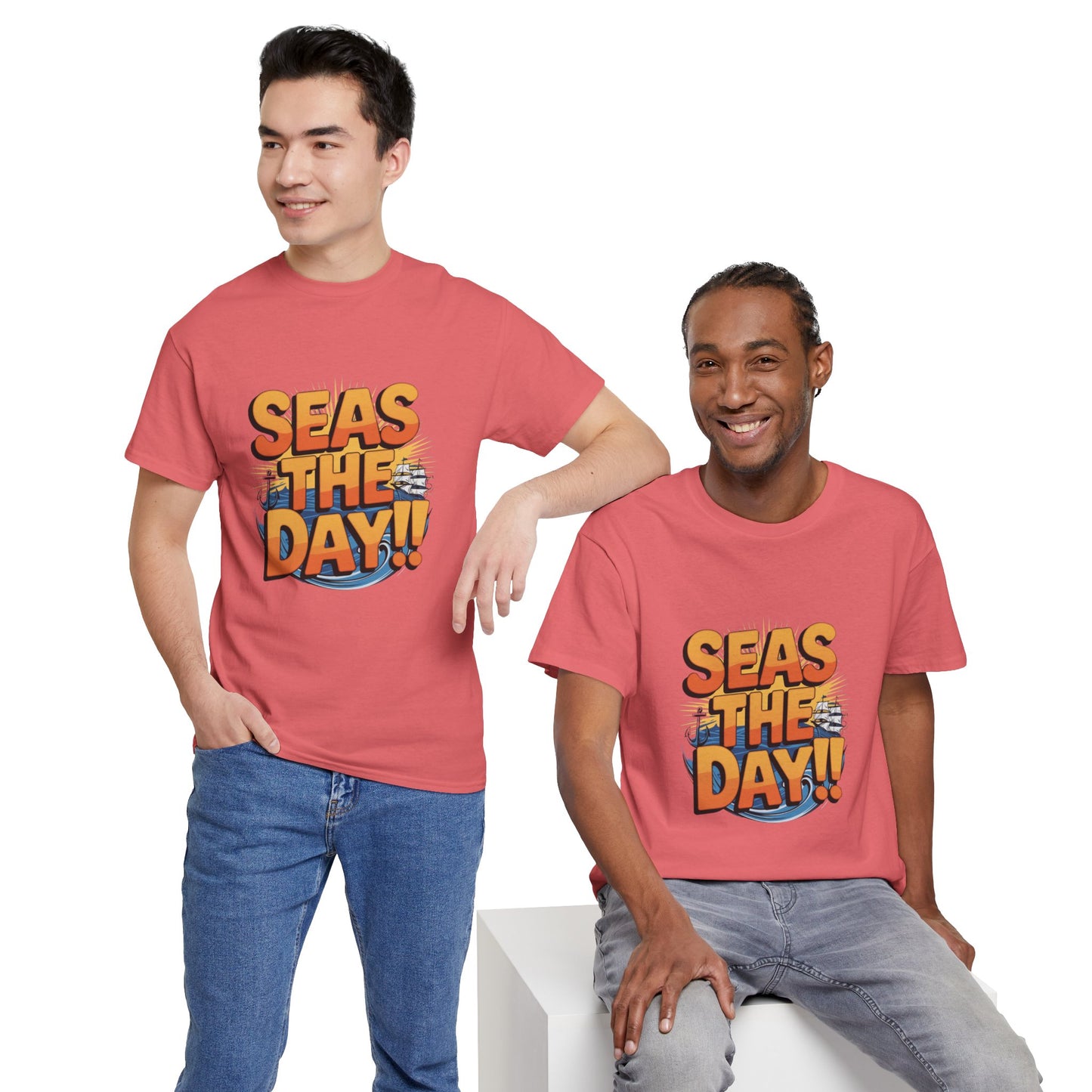 Seas The Day!! Tee • Ocean Pun Graphic Shirt • Comfort Colors Unisex Beachy Vibes • Nautical Aesthetic • Gift for Sea Lovers & Summer Vacays