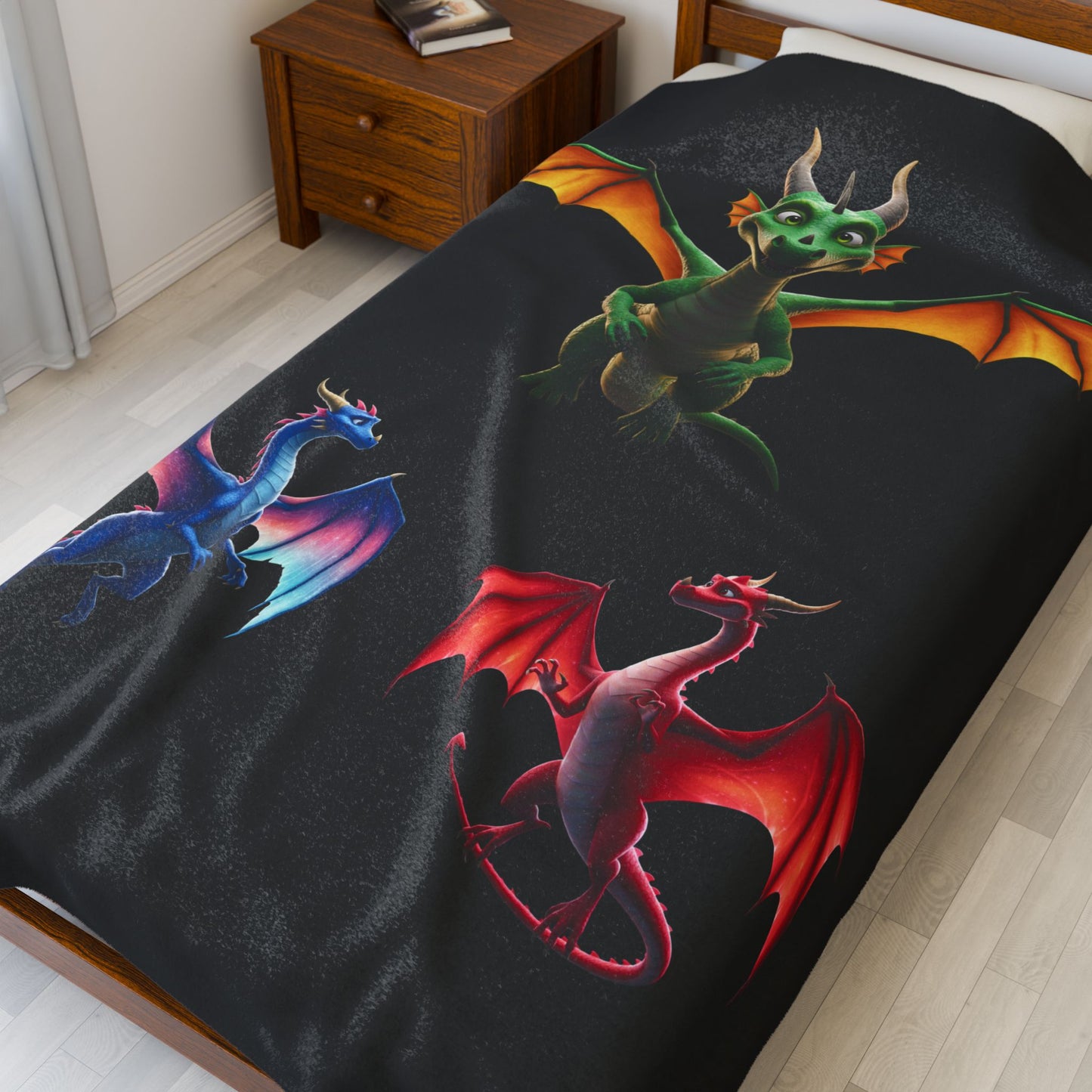 Fantasy Dragon Polyester Blanket | Colorful Dragon Throw for Gamers & DnD Fans | Cozy Mythical Creature Bedding | Dragon Lover Gift