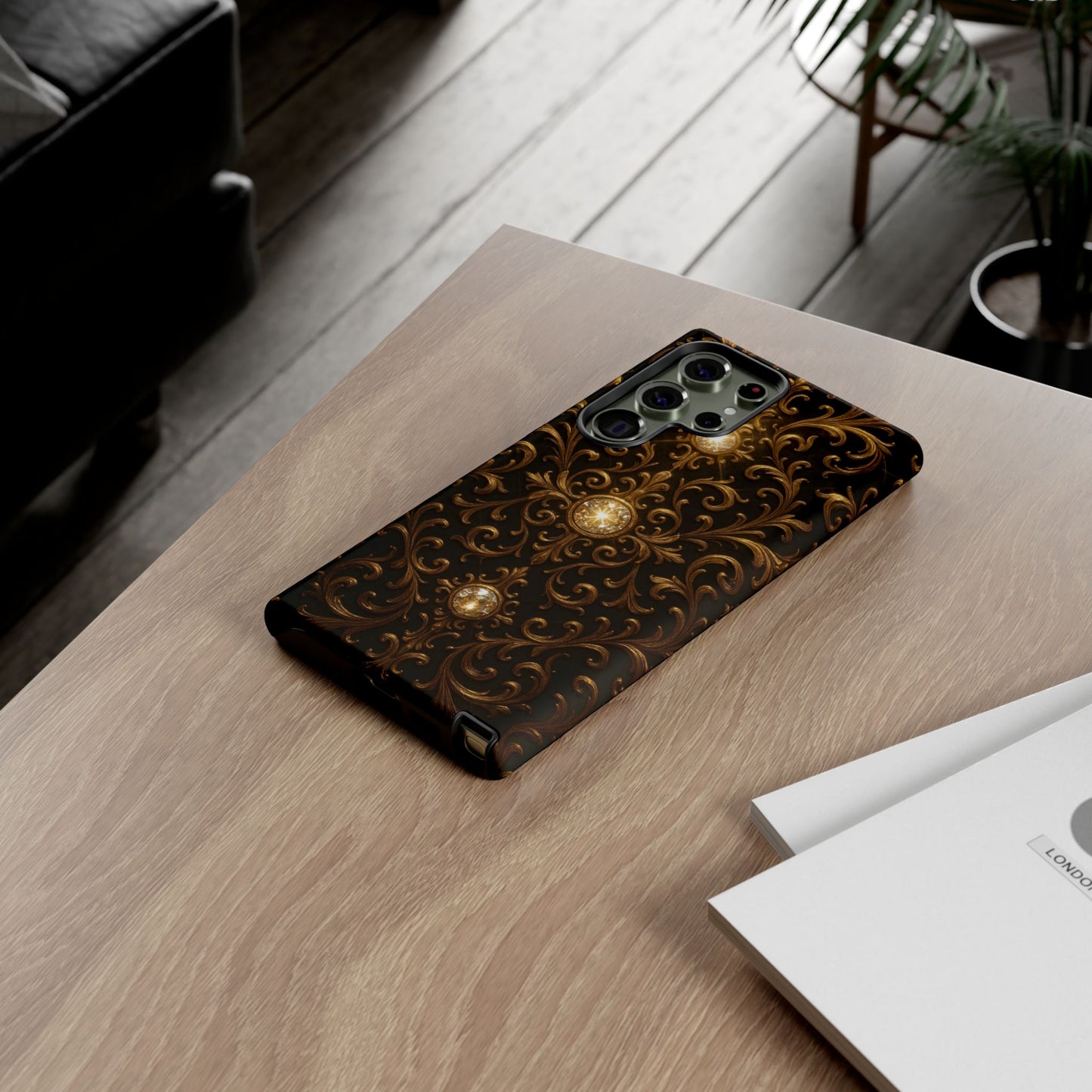 Luxury Baroque Samsung Case β Elegant Gold Ornate Floral Phone Cover for Galaxy