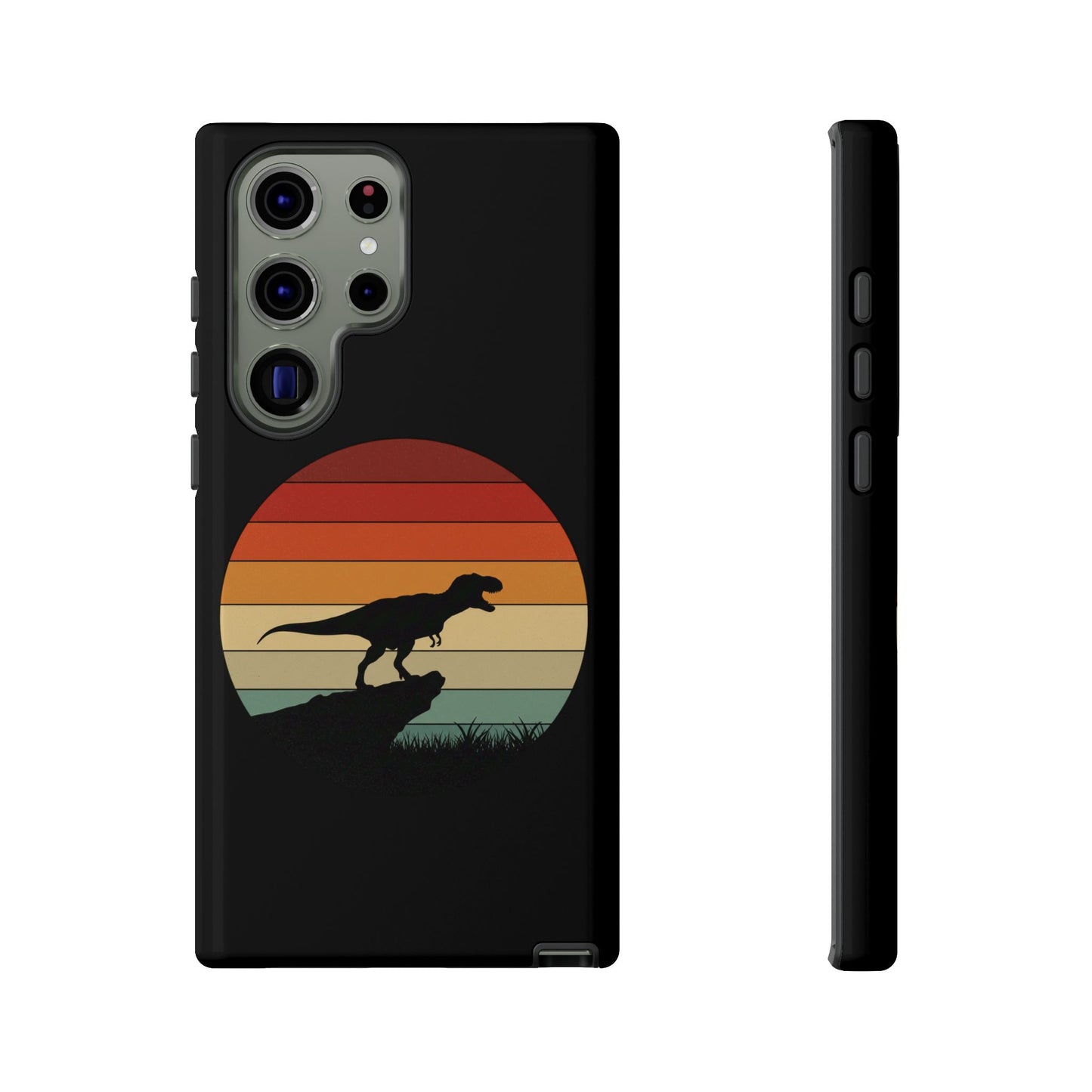 Retro Sunset Dinosaur Samsung Case | T-Rex Silhouette Vintage Gradient Cover for Galaxy S25/S24/S23 Series Dinosaur Phone Case