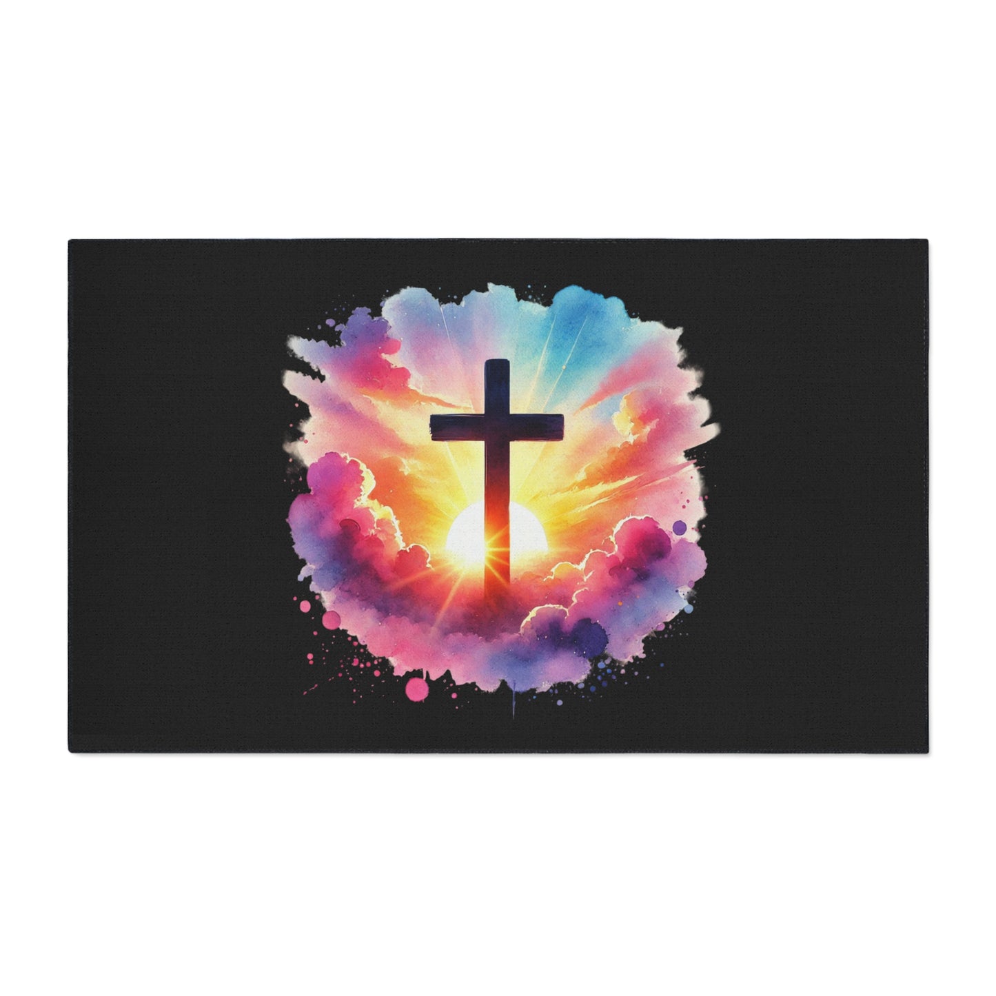 Inspirational Christian Heavy Duty Floor Mat - Sunrise Cross Design