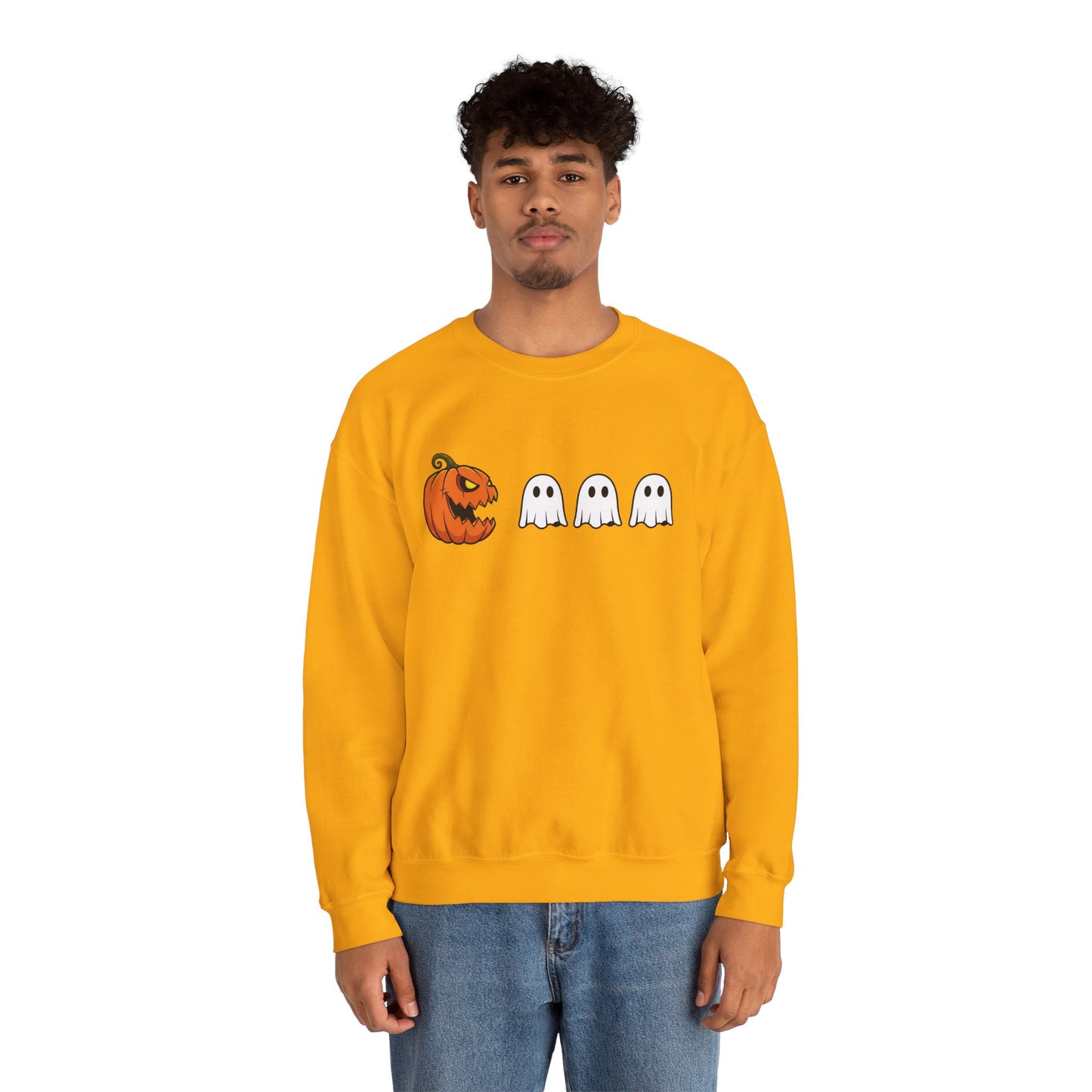 Pumpkin Ghost Sweatshirt, Funny Halloween Crewneck, Spooky Ghost Sweater, Cute Pumpkin Sweatshirt, Fall Outfit, Scary Face Sweatshirt