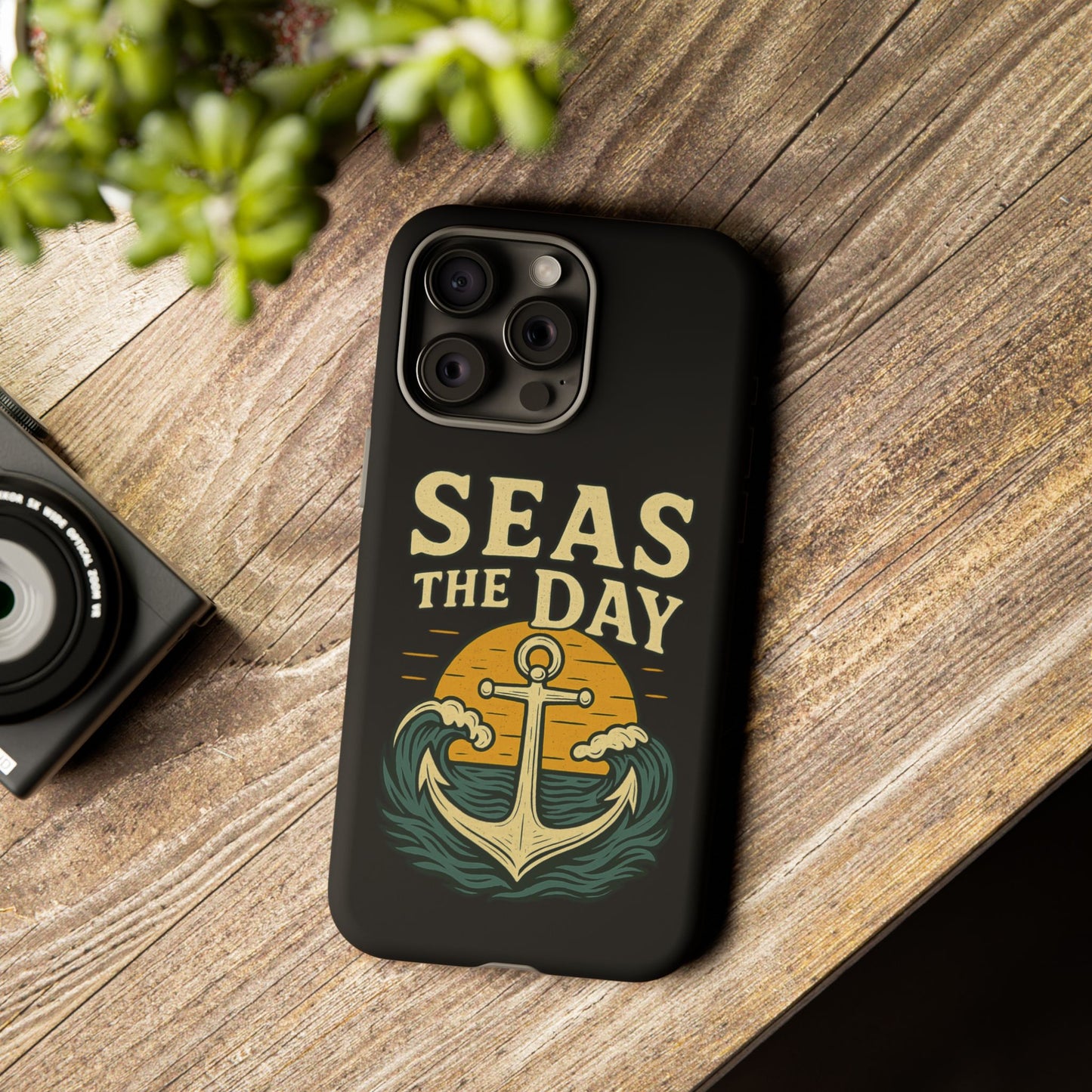 Seas the Day iPhone Case – Nautical Anchor Phone Cover – Ocean Pun Gift – Beach Lover iPhone Accessory – Summer Adventure Phone Case
