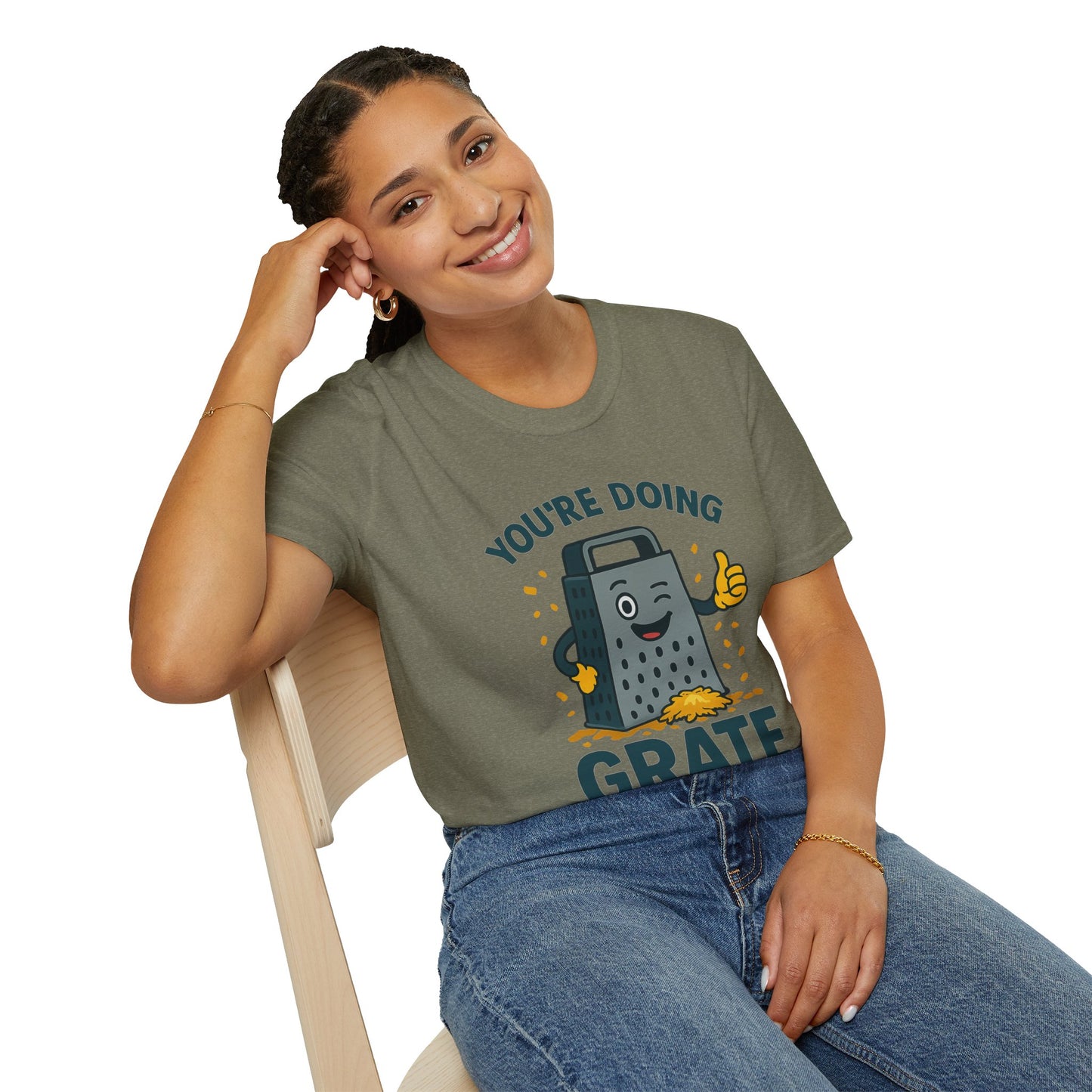 You’re Doing Grate Funny Cheese Grater Pun T-Shirt | Cute Kitchen Humor Graphic Tee | Encouragement Gift for Food & Pun Lovers