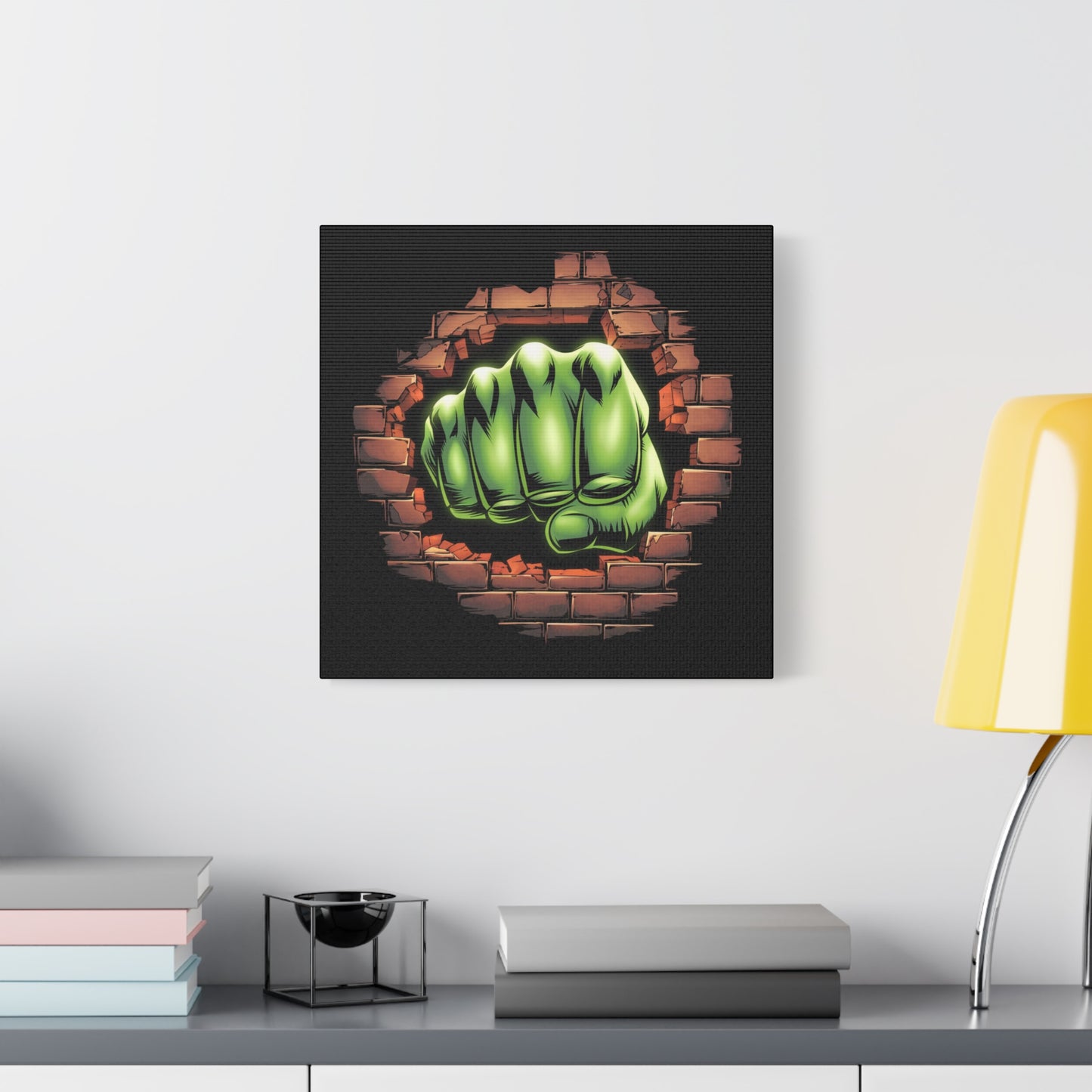 Wall Canvas Green Fist Smashing Design, Wall Art, Comic Canvas