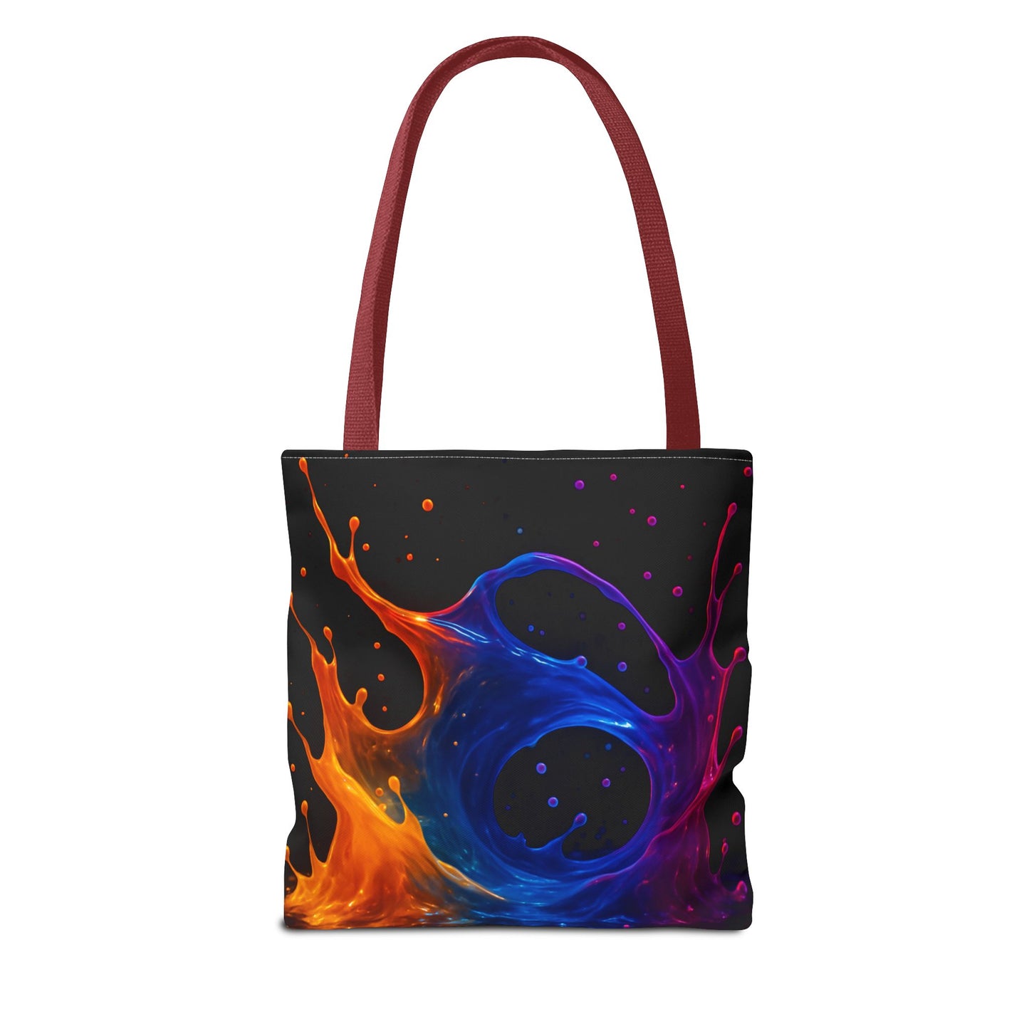 Elemental Fusion Tote Bag, Fire And Water Abstract Art Design, Vibrant Blue And Orange Splash Reusable Tote For Artists, Travel, And Everyday Use