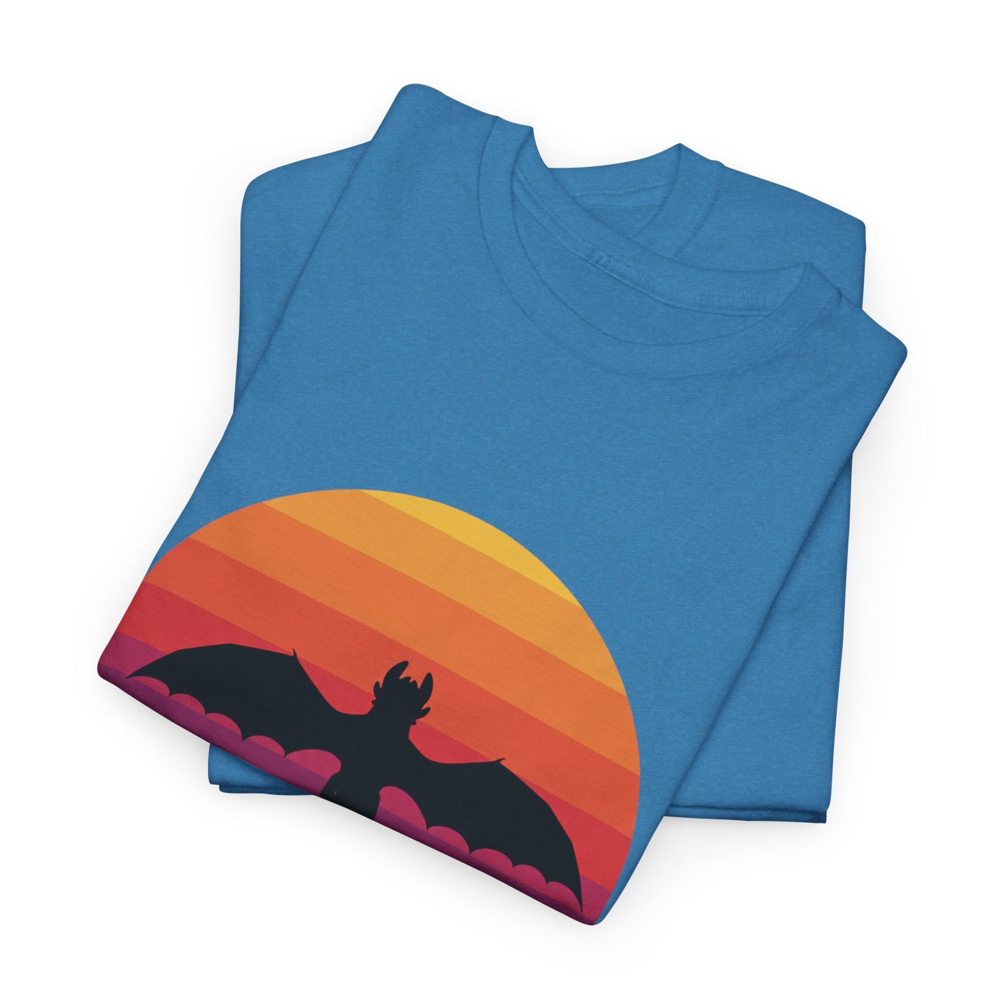 Night Dragon Sunset T-Shirt | Retro Dragon Silhouette Tee | Fantasy Dragon Shirt | Unisex Graphic Tee | Gift for Dragon Lovers