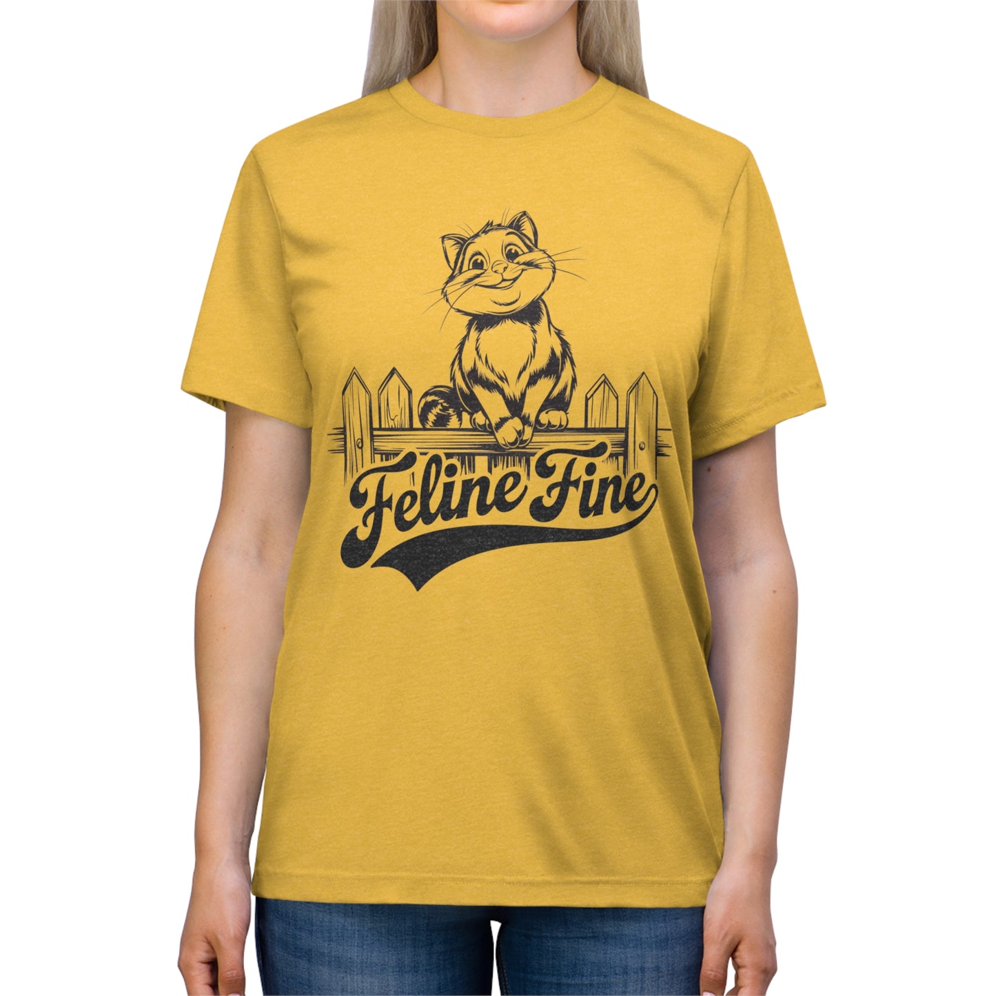 Cat Lover T-Shirt, Feline Fine Tee, Smiling Cat Shirt, Unisex Graphic Tee, Animal Lover Shirt
