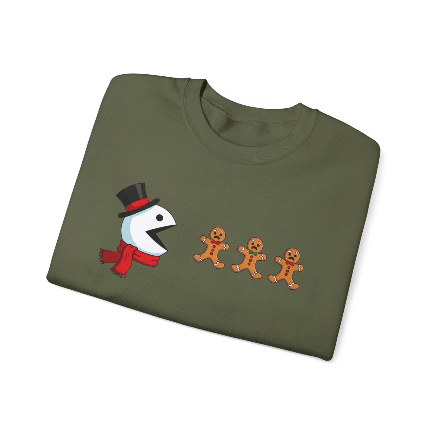 Funny Snowman And Gingerbread Sweatshirt, Cute Christmas Crewneck, Holiday Winter Sweater, Festive Graphic Pullover For Men And Women