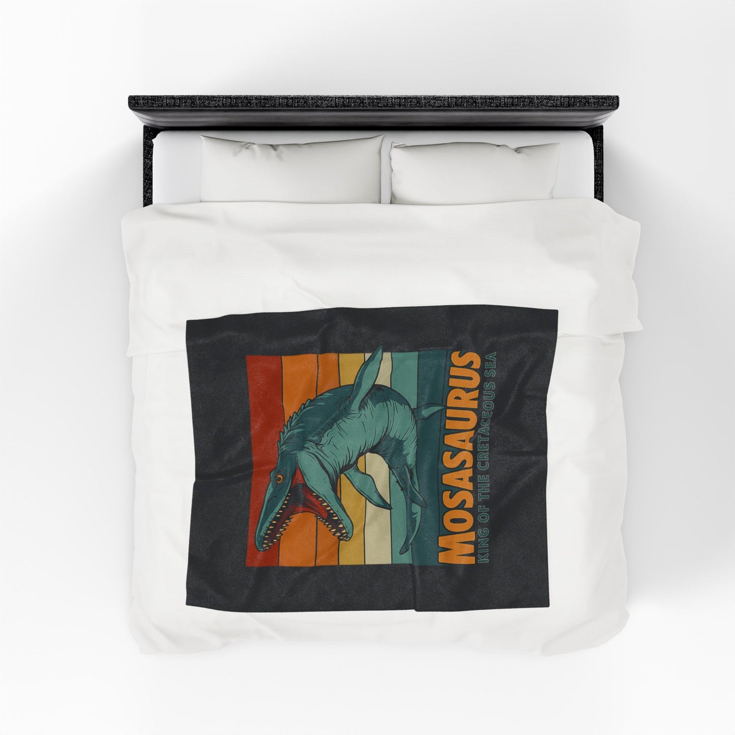Mosasaurus Dinosaur Blanket - 100% Polyester Fleece Throw, Retro Sea Monster Bedding, Dinosaur Gift for Kids and Adults, Cozy Bed Decor