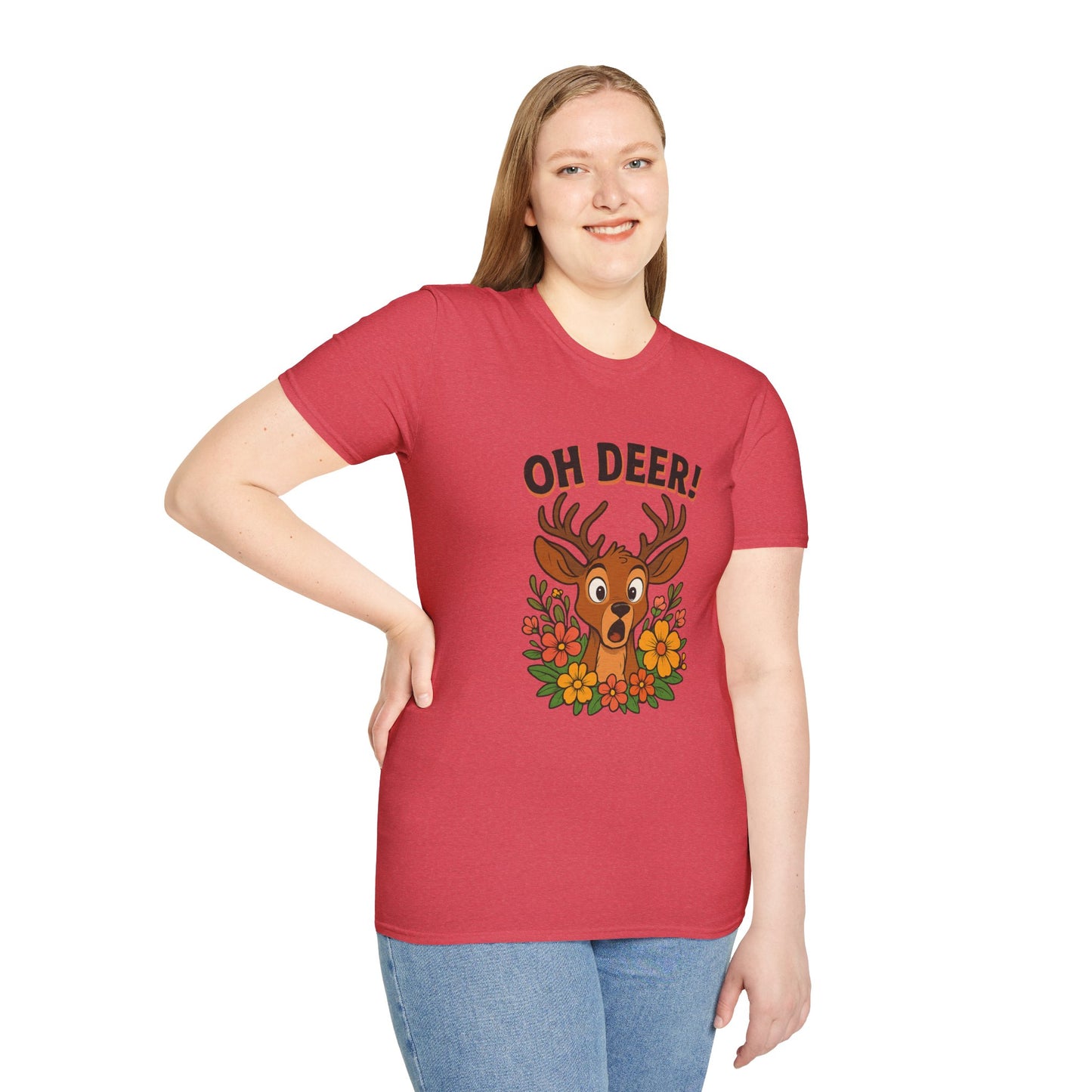 Oh Deer! Cute Floral Deer Graphic Tee | Funny Animal Lover Gift, Personalized, Nature Woodland Shirt, Deer Mom | Gift for Her Him