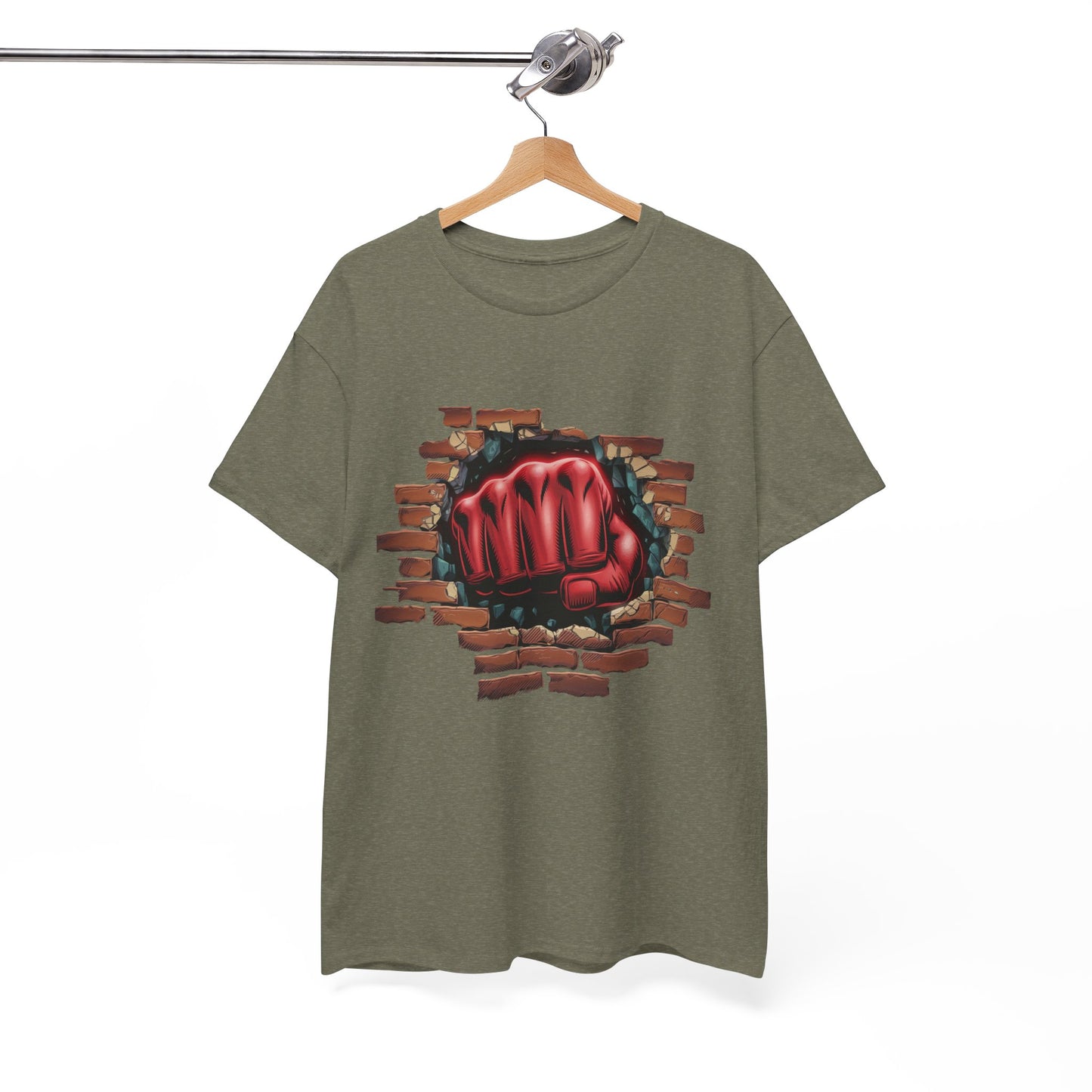 Impact Fist Graphic T-Shirt – Punch Through Brick Wall Design | Bold Streetwear Tee for Fighters, Gym & Edge-Lovers