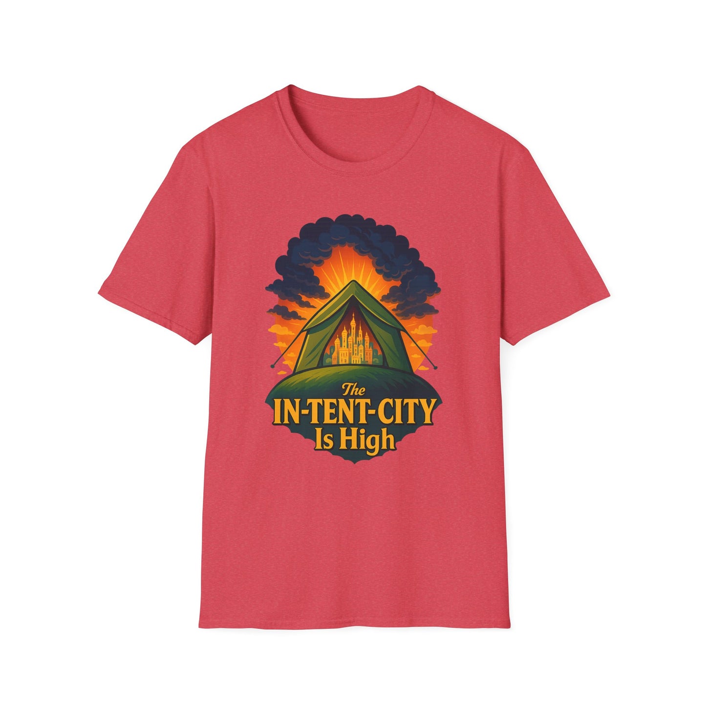 In-Tent-City Is High Camping Tee | Retro Tent Graphic T-Shirt for Hikers & Campers | Funny Outdoorsy Gift | Vintage Style Unisex Tee