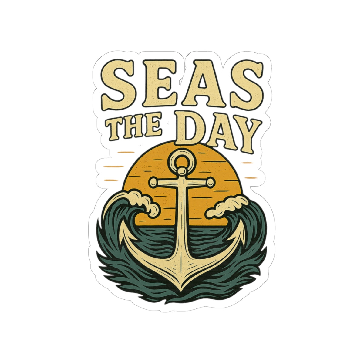Seas the Day Sticker – Nautical Anchor Vinyl Sticker, Ocean Quote Decal for Laptop, Water Bottle, or Adventure Gear