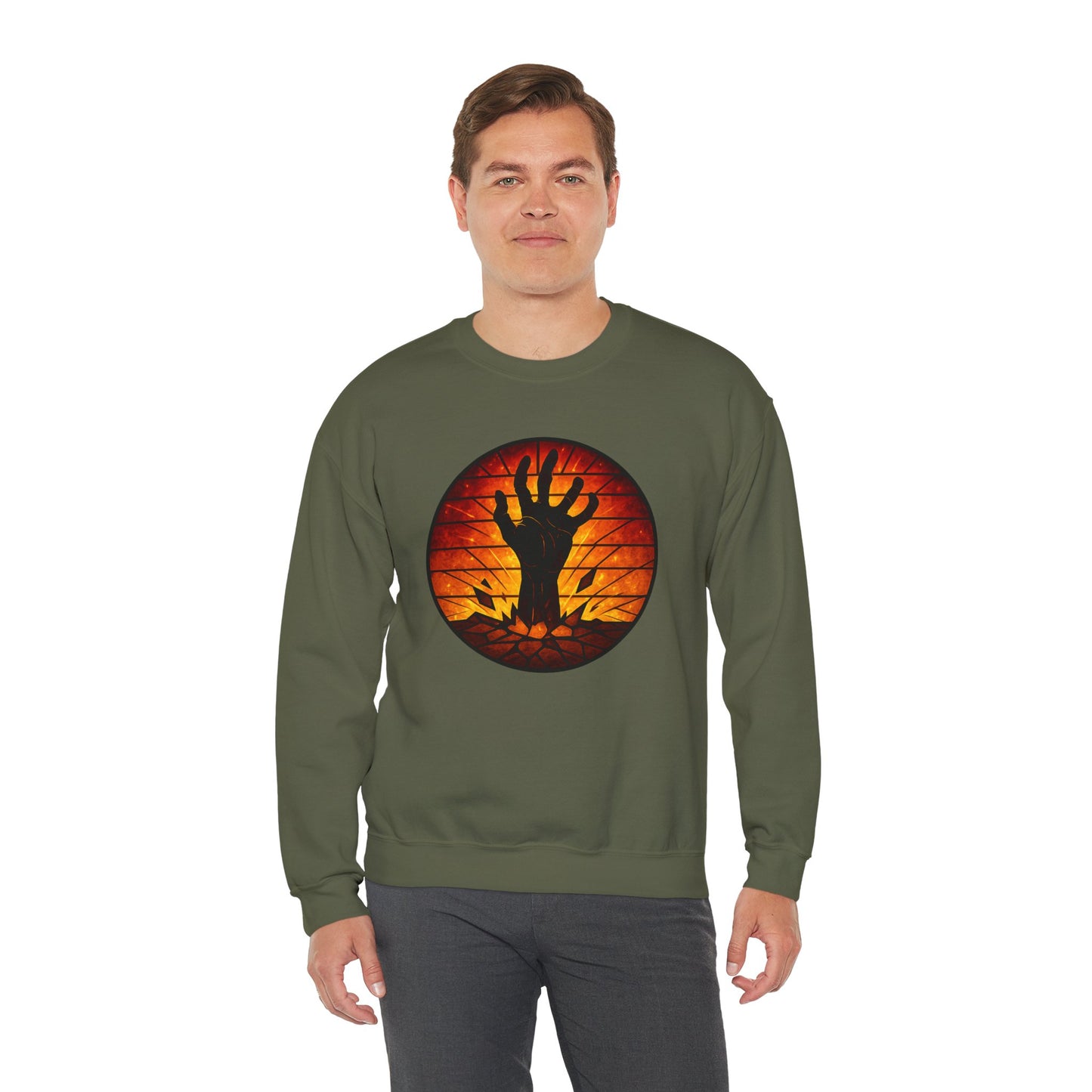 Zombie Hand Sweatshirt, Creepy Rising Hand Crewneck, Halloween Graveyard Sweatshirt, Spooky Hand Emerging, Gothic Horror Sweater
