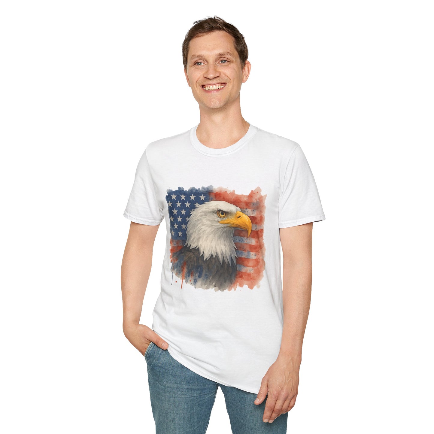 American Eagle & Flag T‑Shirt | Patriotic Graphic Tee | Bald Eagle USA Shirt | 4th of July Tee | Independence Day Apparel