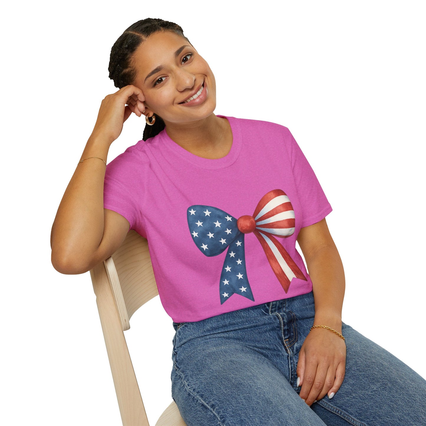 Patriotic Bow USA T-Shirt | 4th of July Shirt | American Flag Bow Tee | Independence Day Shirt | July 4th Graphic Tee | USA Pride Shirt